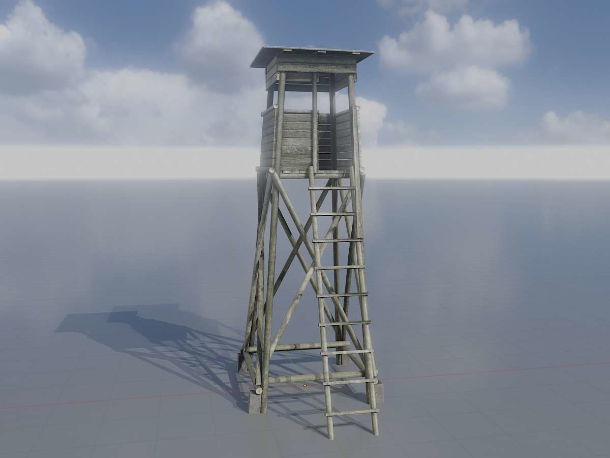 Hunting Pulpit with Roof 7m Low-poly 3D model_2