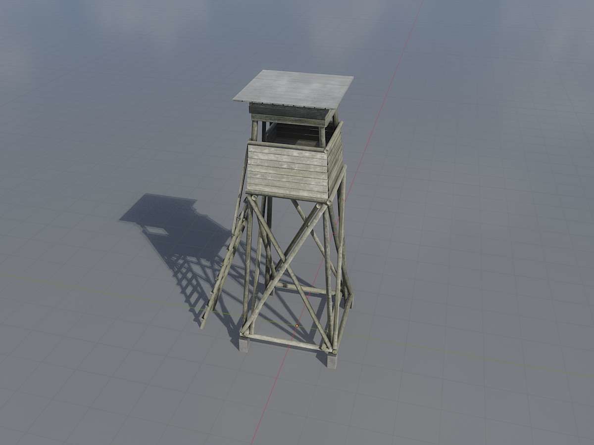 Hunting Pulpit with Roof 7m Low-poly 3D model_3