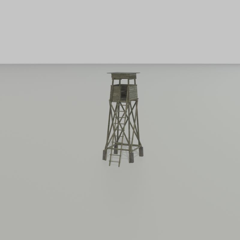 Hunting Pulpit with Roof 7m Low-poly 3D model_45