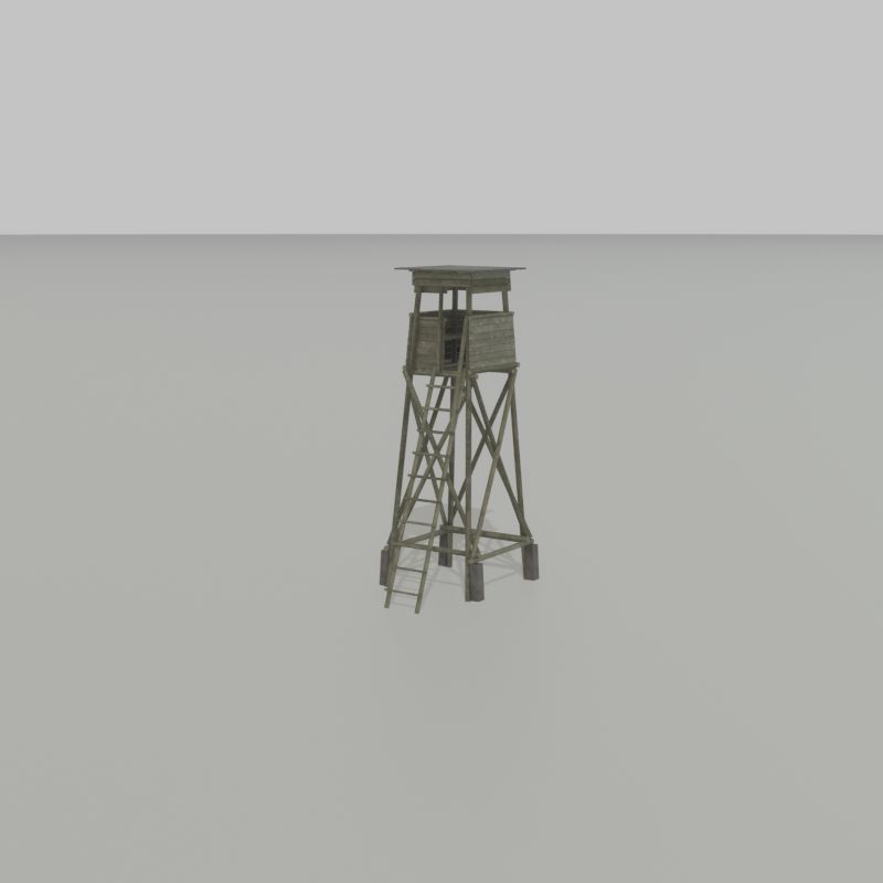 Hunting Pulpit with Roof 7m Low-poly 3D model_46