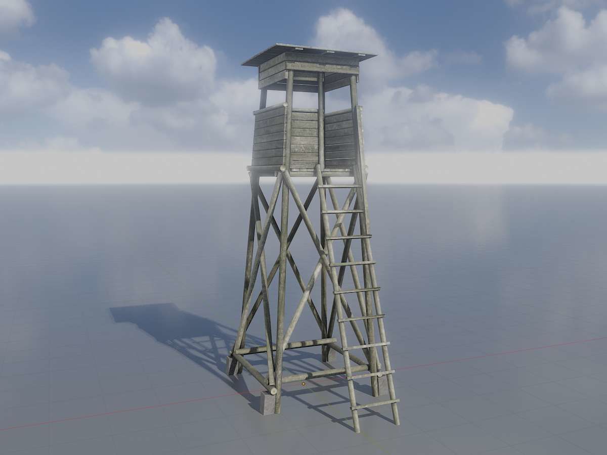 Hunting Pulpit with Roof 7m Low-poly 3D model_4