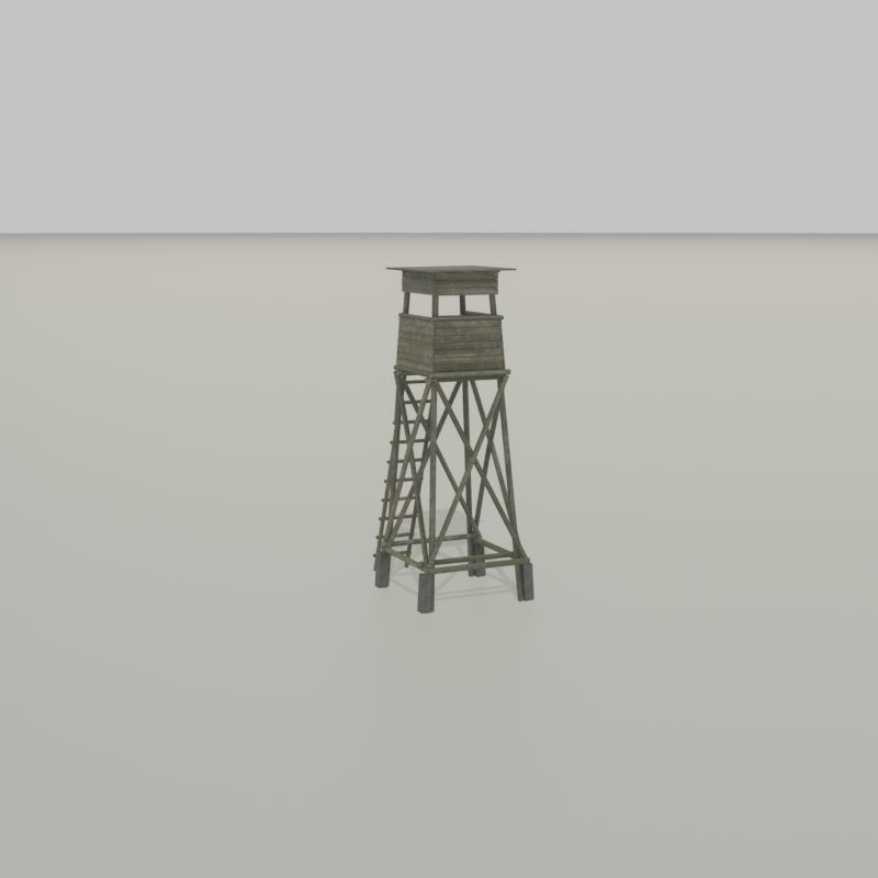 Hunting Pulpit with Roof 7m Low-poly 3D model_27