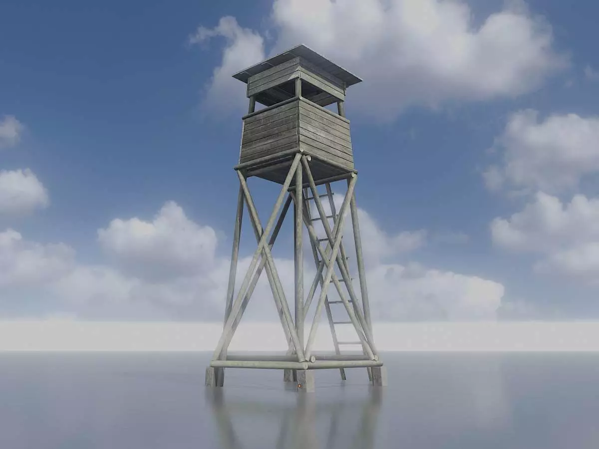 Hunting Pulpit with Roof 7m Low-poly 3D model_0