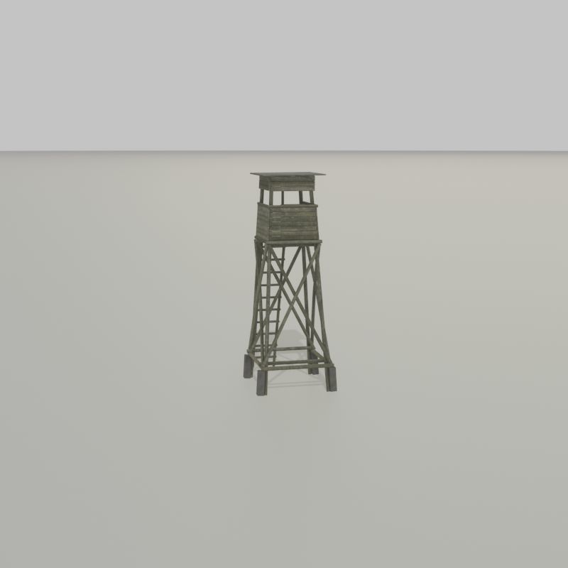 Hunting Pulpit with Roof 7m Low-poly 3D model_28