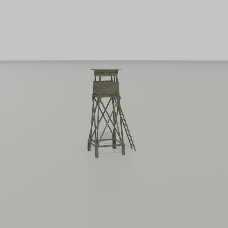 Hunting Pulpit with Roof 7m Low-poly 3D model_36