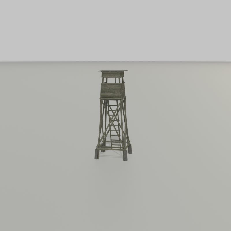 Hunting Pulpit with Roof 7m Low-poly 3D model_30