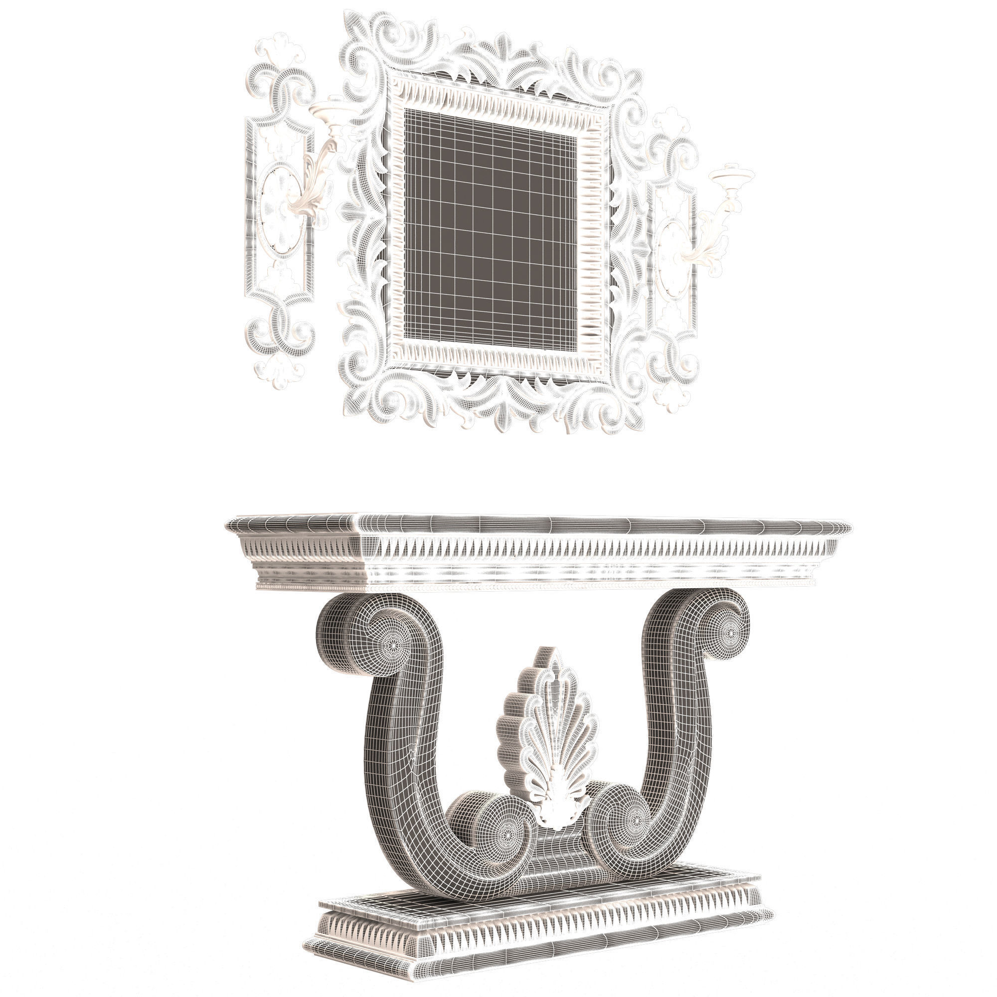 Classic Console Table 010 Low-poly 3D model_12