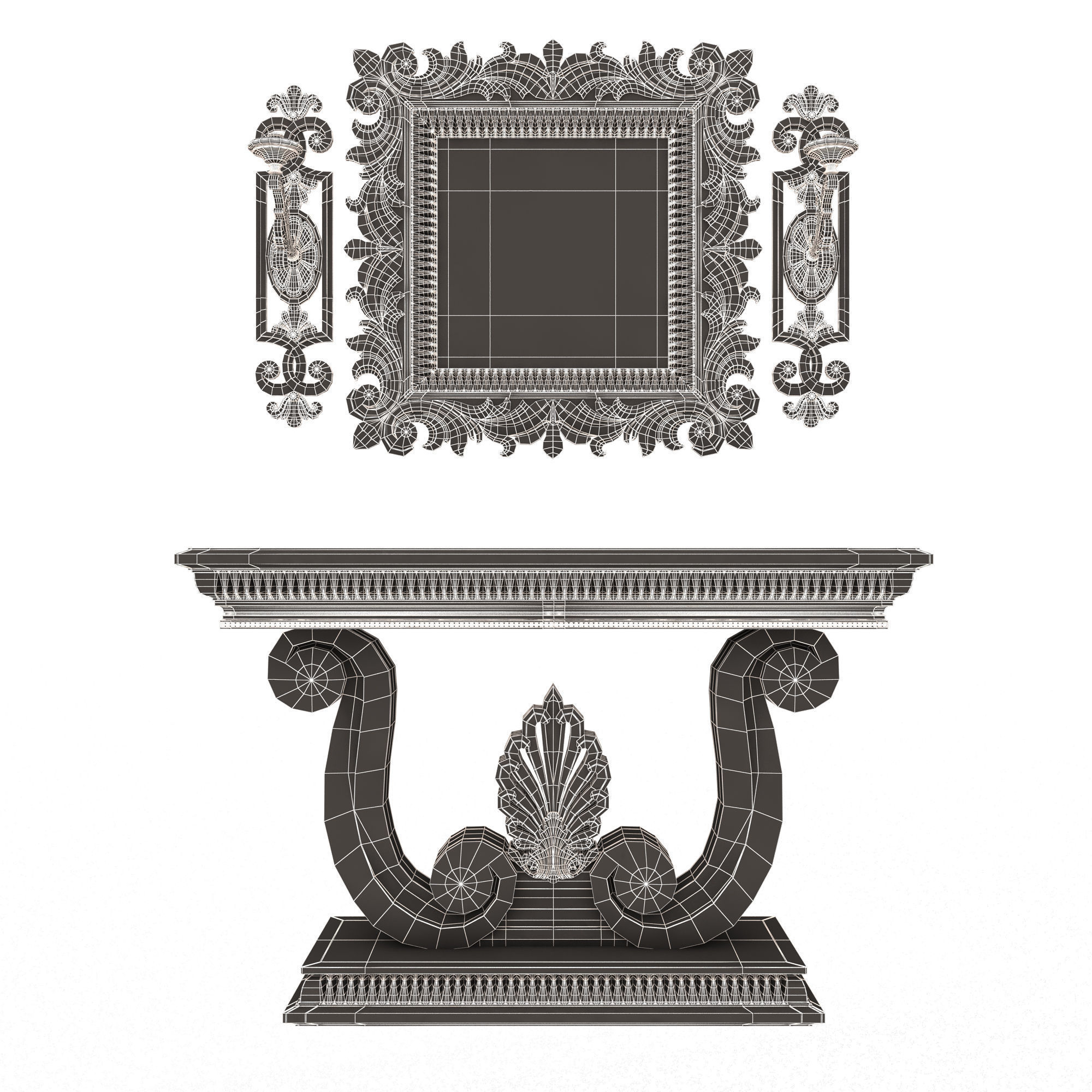 Classic Console Table 010 Low-poly 3D model_15