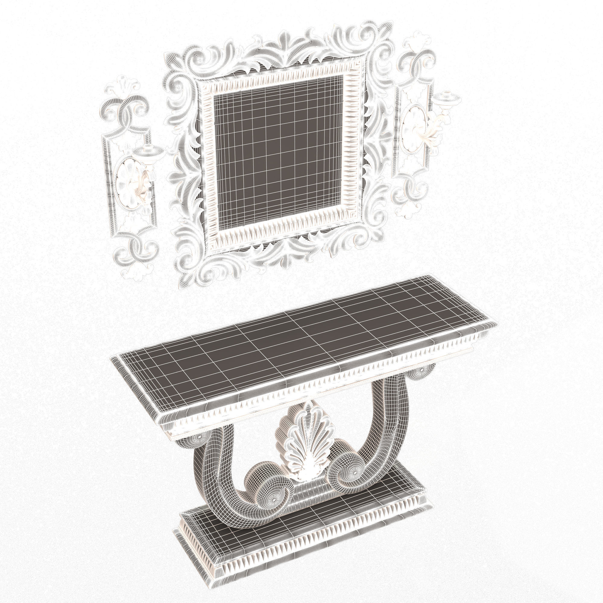 Classic Console Table 010 Low-poly 3D model_10