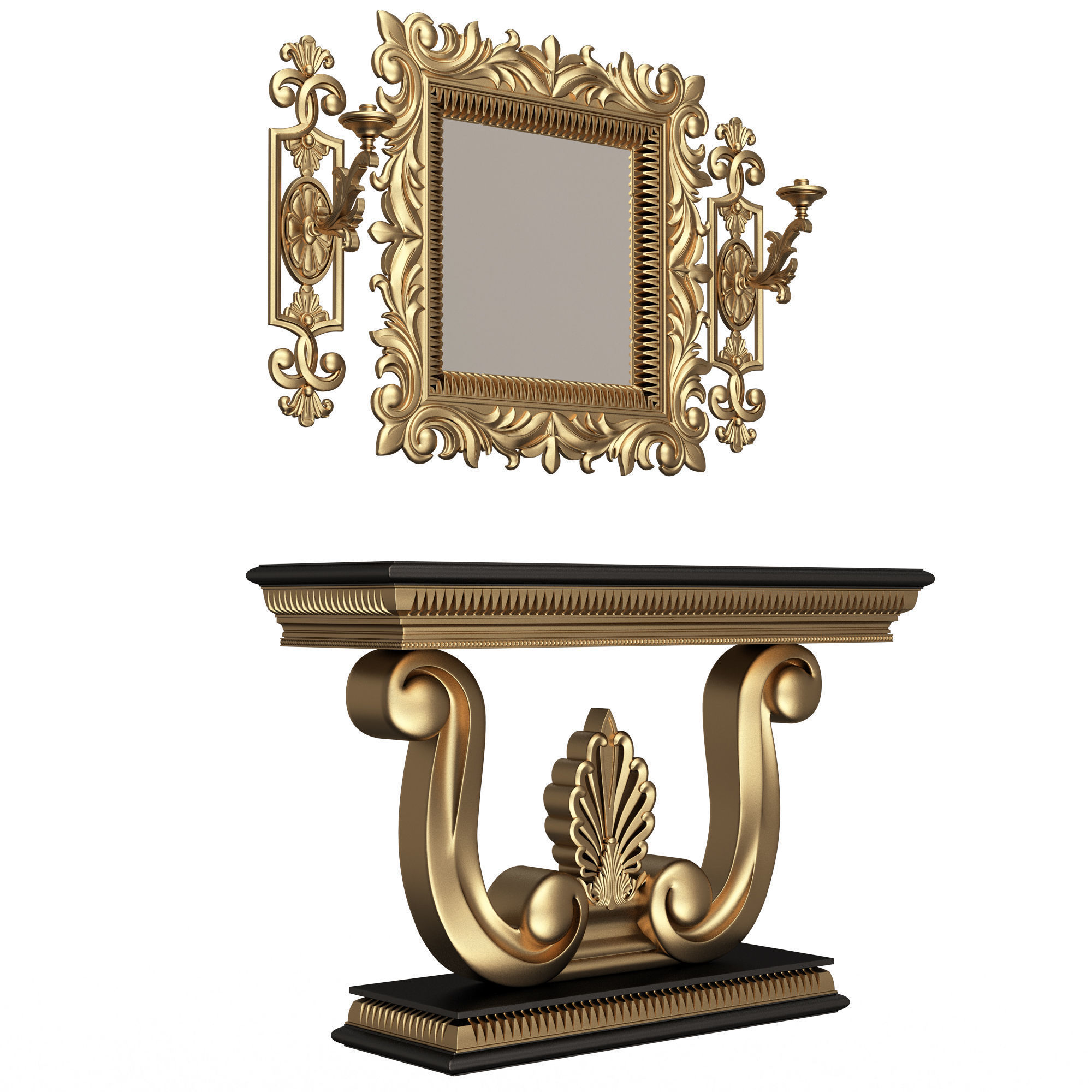 Classic Console Table 010 Low-poly 3D model_3