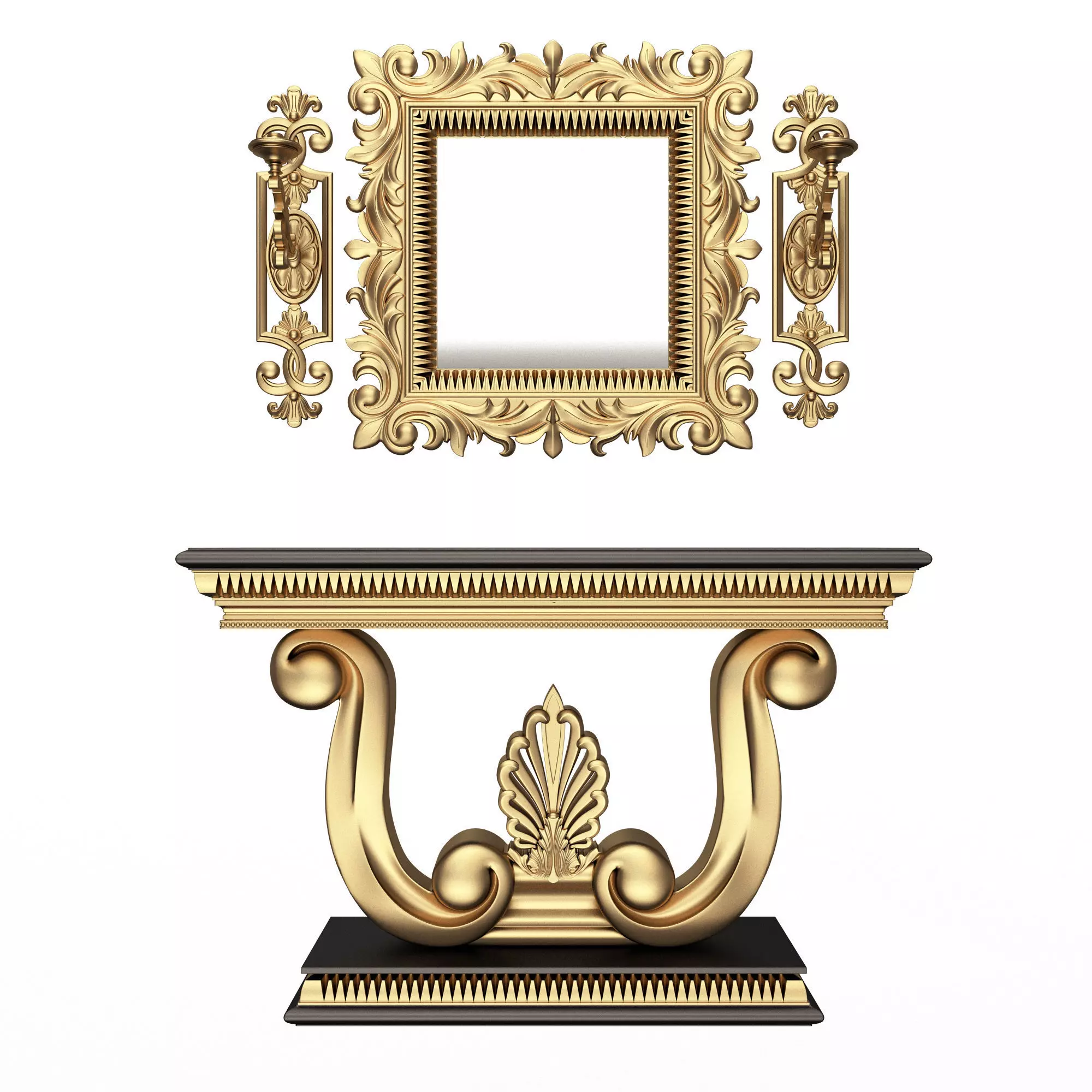 Classic Console Table 010 Low-poly 3D model_0