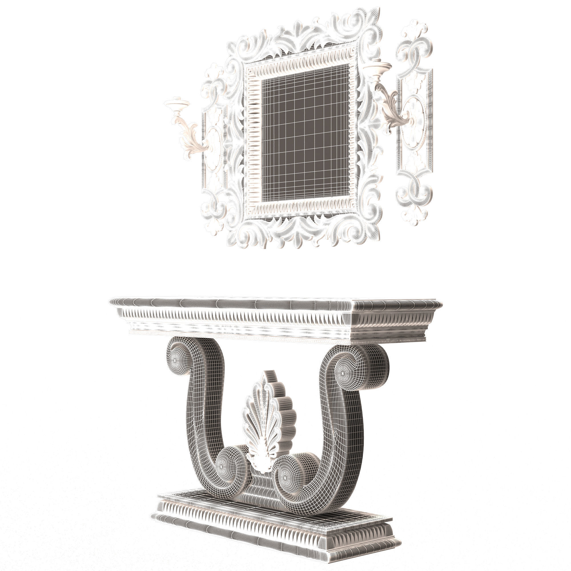 Classic Console Table 010 Low-poly 3D model_11