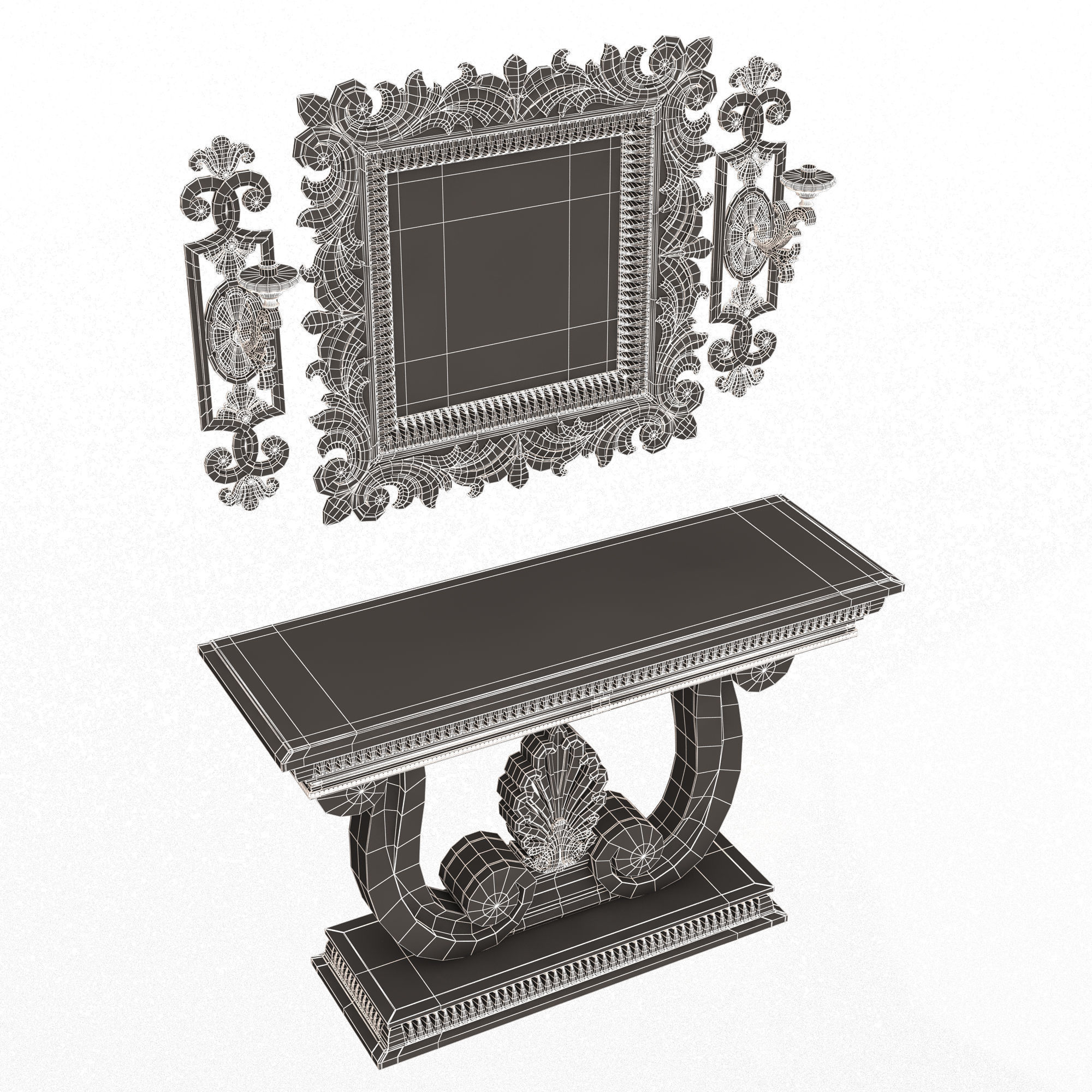 Classic Console Table 010 Low-poly 3D model_16