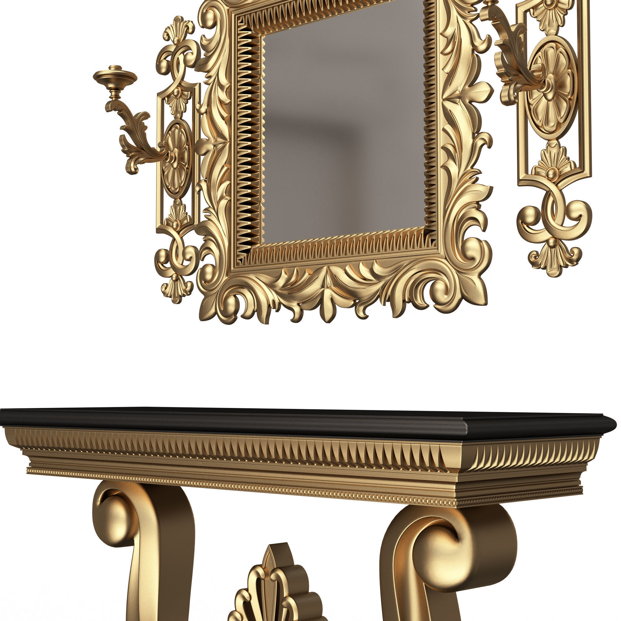 Classic Console Table 010 Low-poly 3D model_4