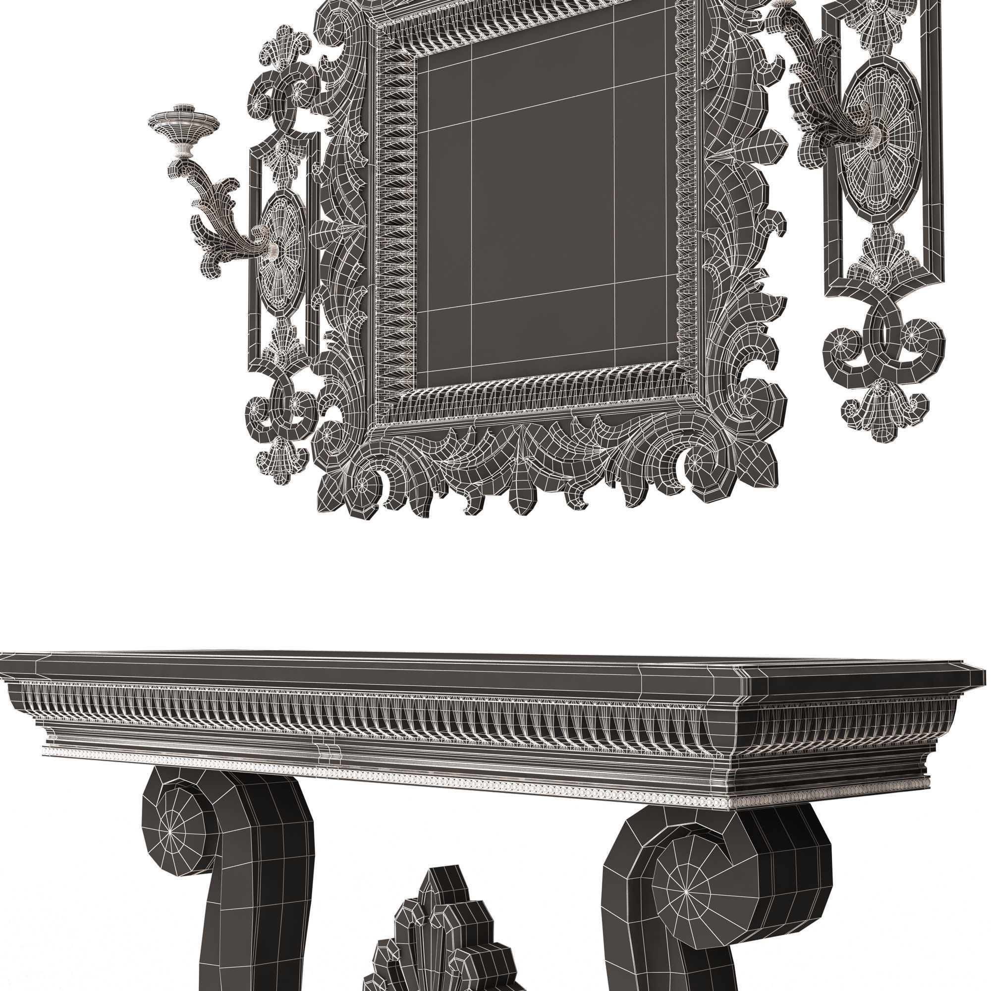 Classic Console Table 010 Low-poly 3D model_8