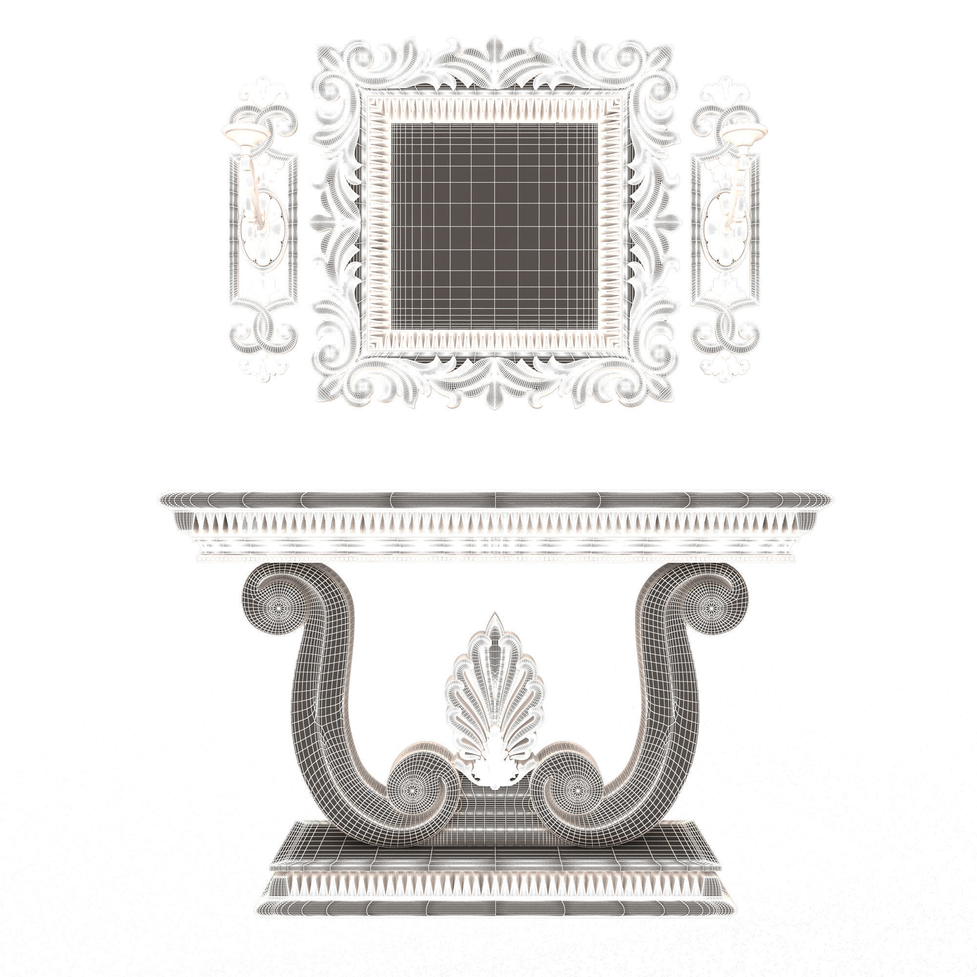 Classic Console Table 010 Low-poly 3D model_6