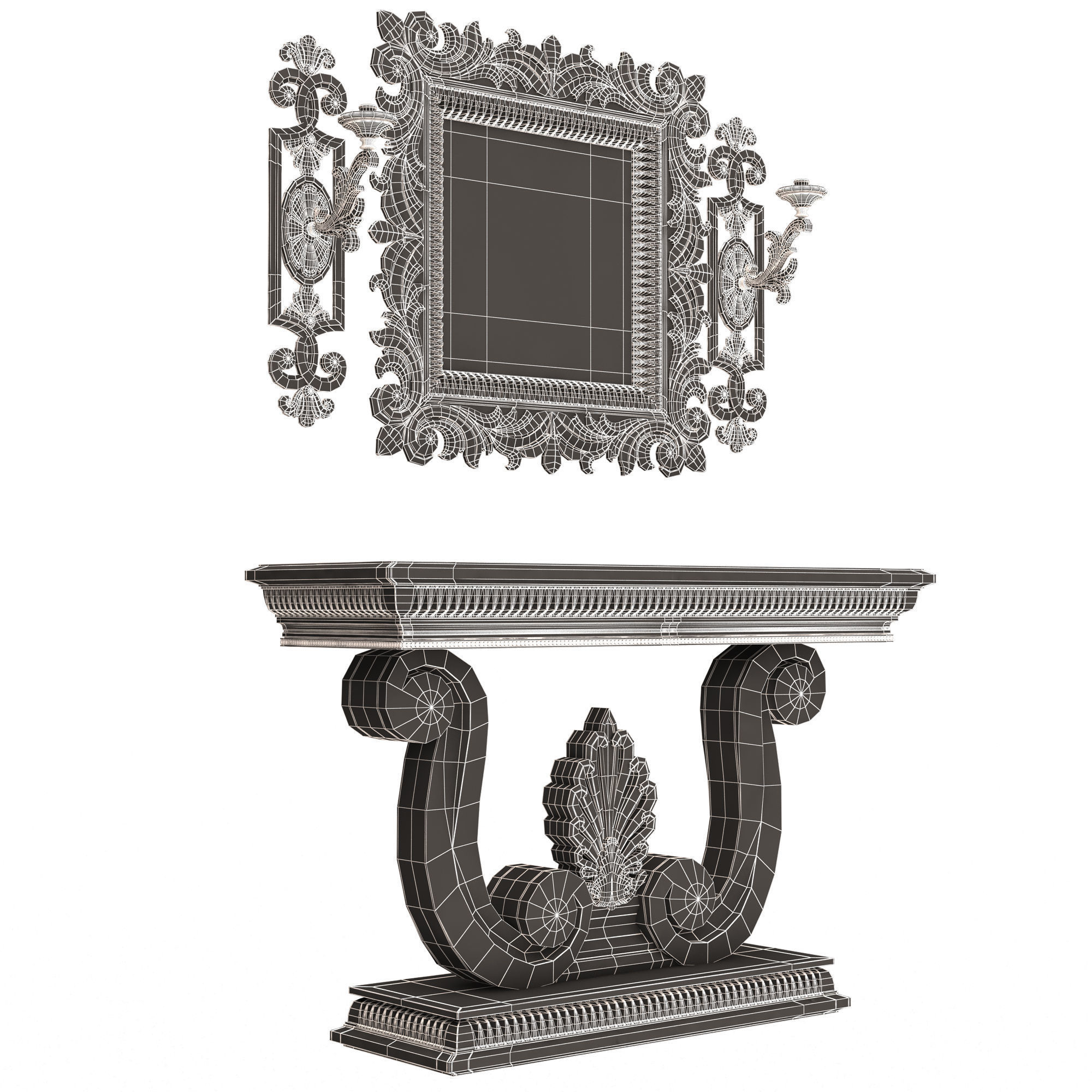 Classic Console Table 010 Low-poly 3D model_7