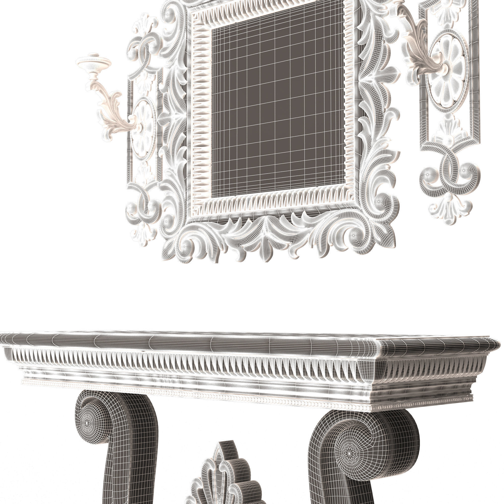 Classic Console Table 010 Low-poly 3D model_13