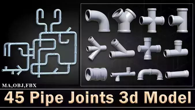 45 Pipe Joints 3D Models
