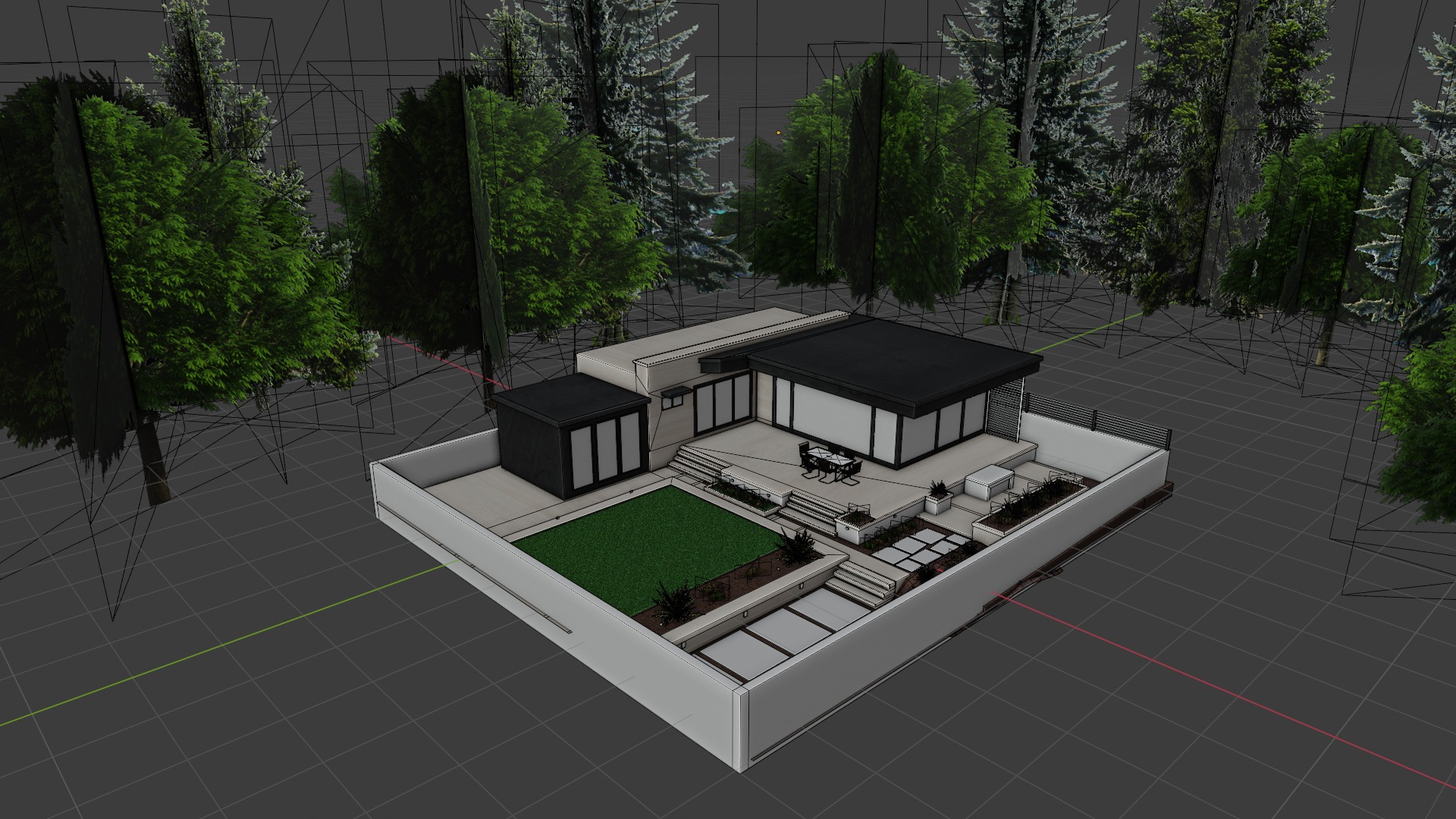 Game-Ready Modern House with Lush Backyard Low-poly 3D model_5