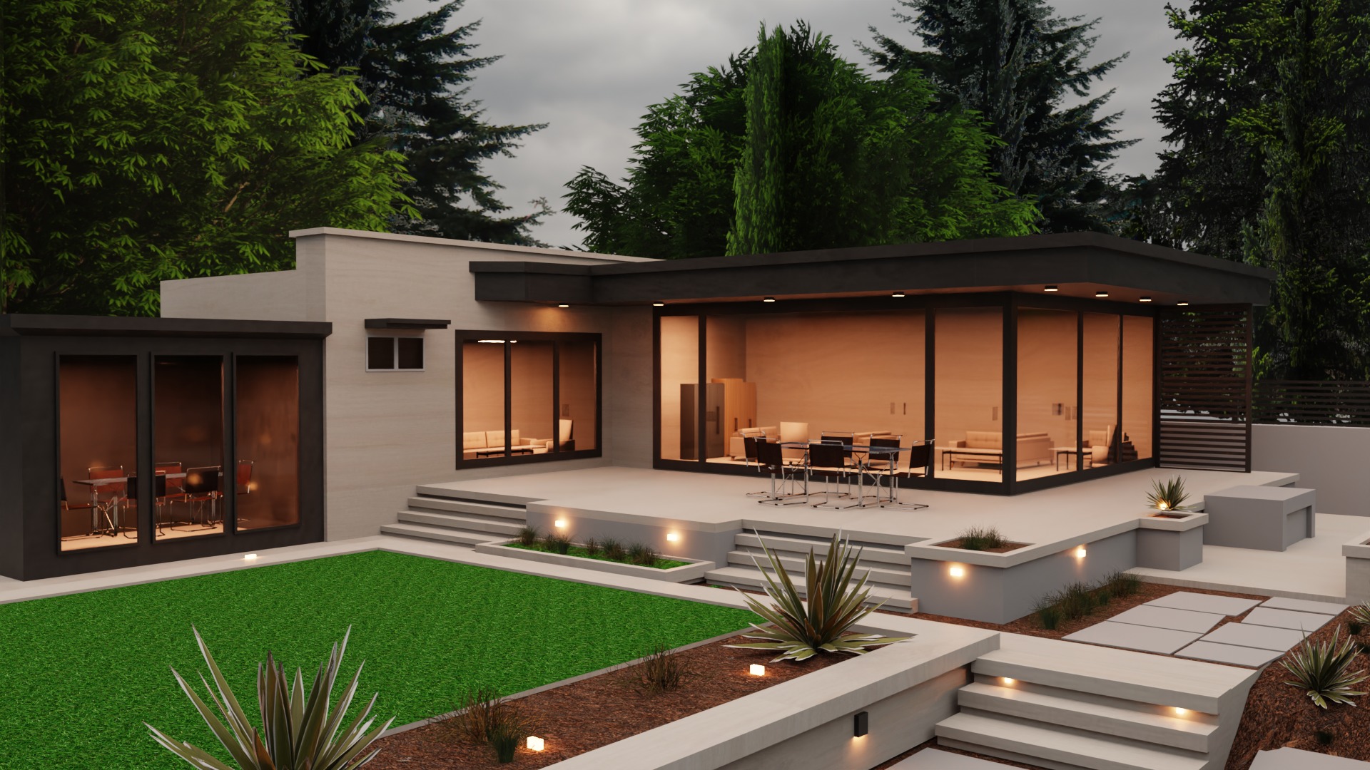 Game-Ready Modern House with Lush Backyard Low-poly 3D model_2