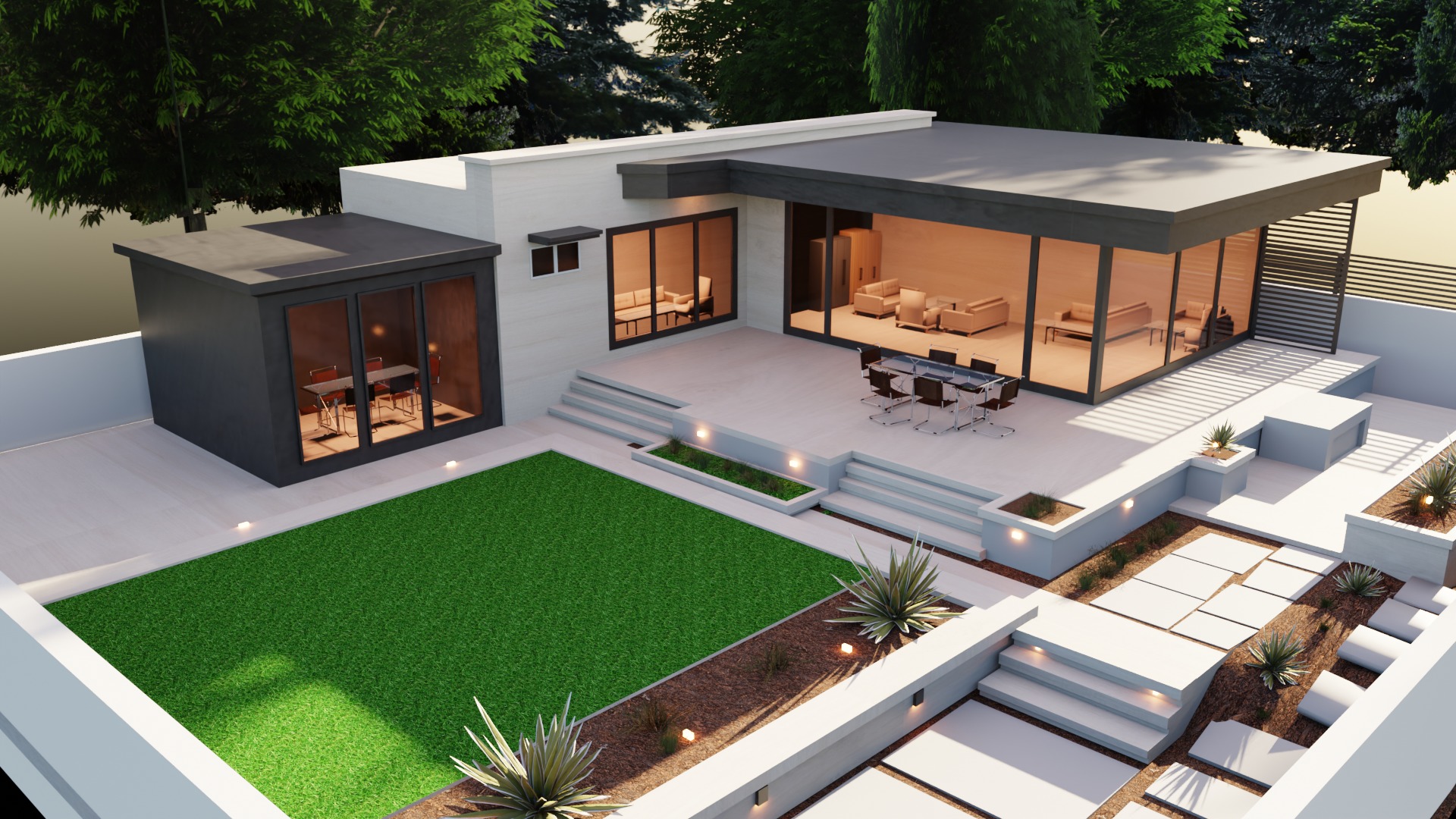 Game-Ready Modern House with Lush Backyard Low-poly 3D model_3