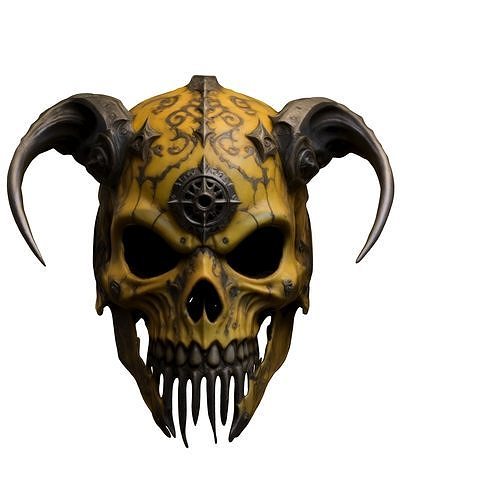 Yellow Demonic Skull Mask Low-poly 3D model