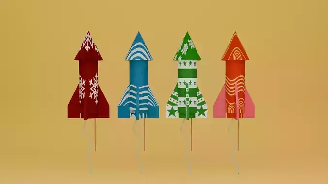 Fireworks Rockets Low-poly 3D model