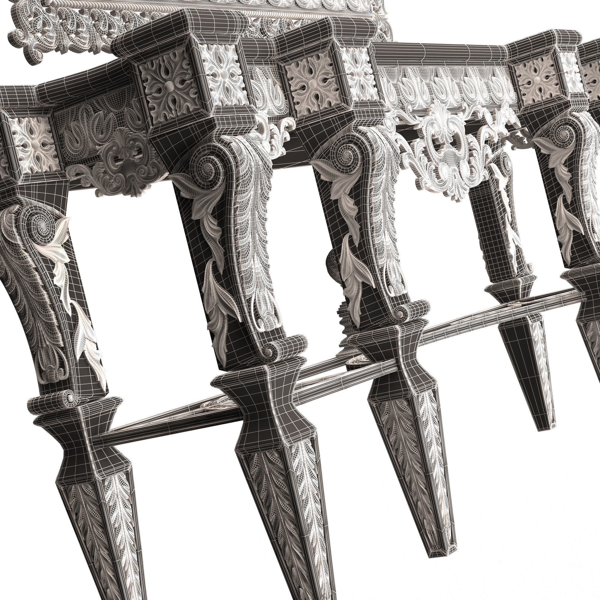 Classic Console Table 013 Black Low-poly 3D model_16