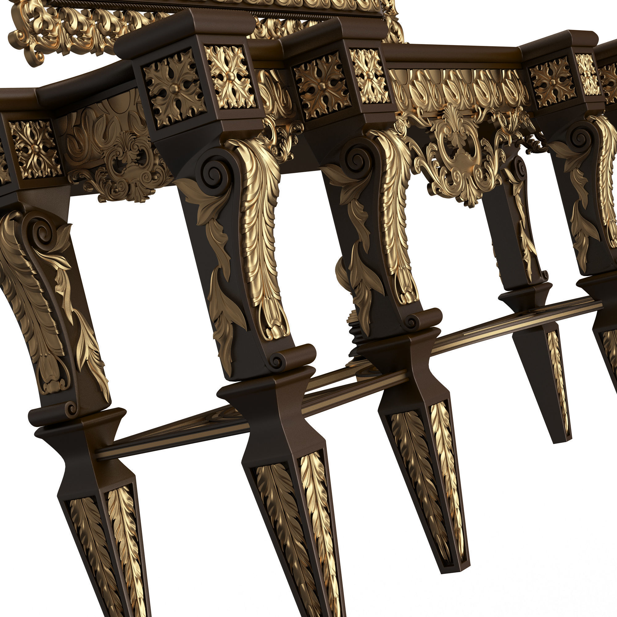 Classic Console Table 013 Black Low-poly 3D model_5