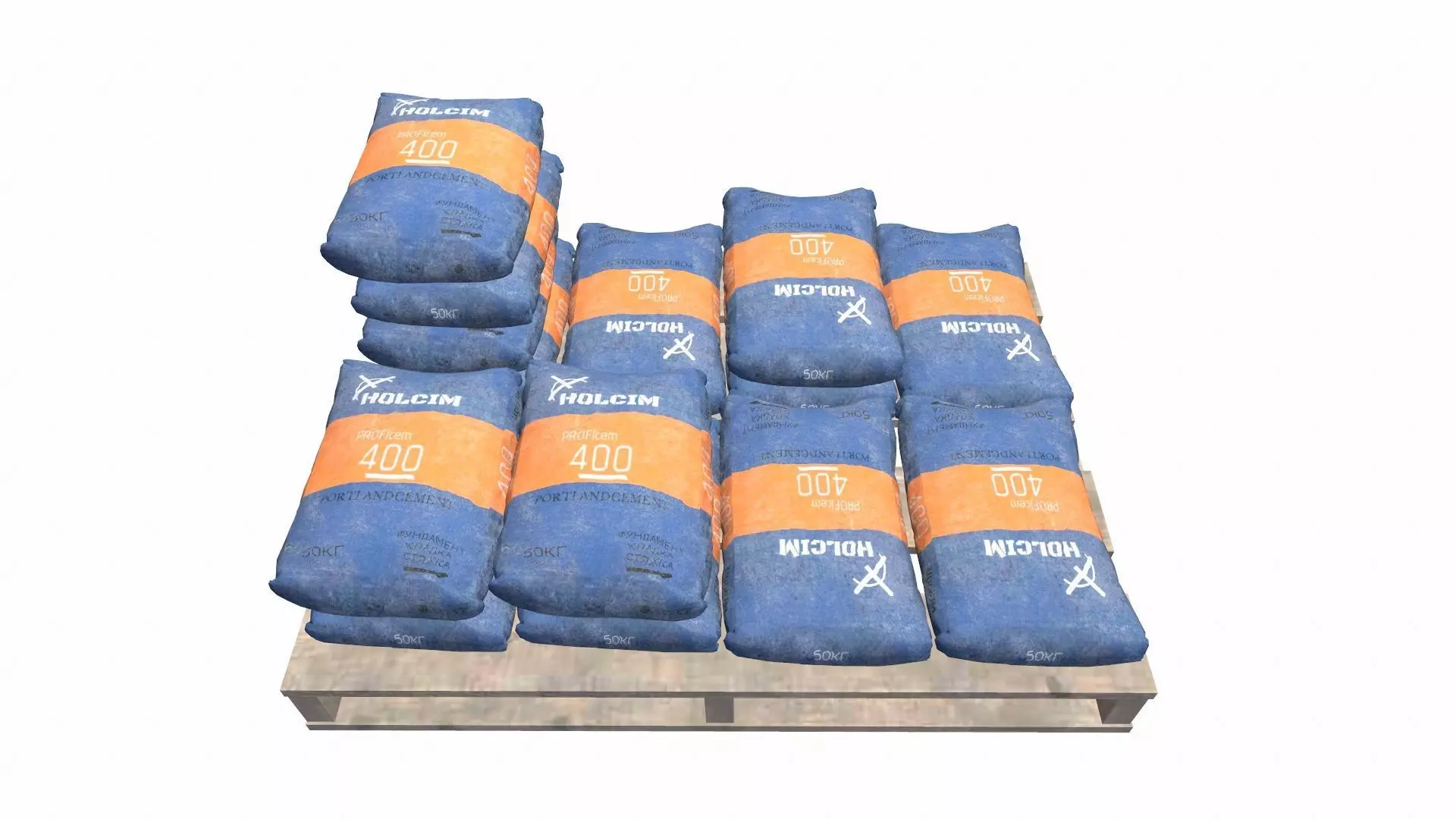 Pallet with Cement Bags Low-poly 3D model_0