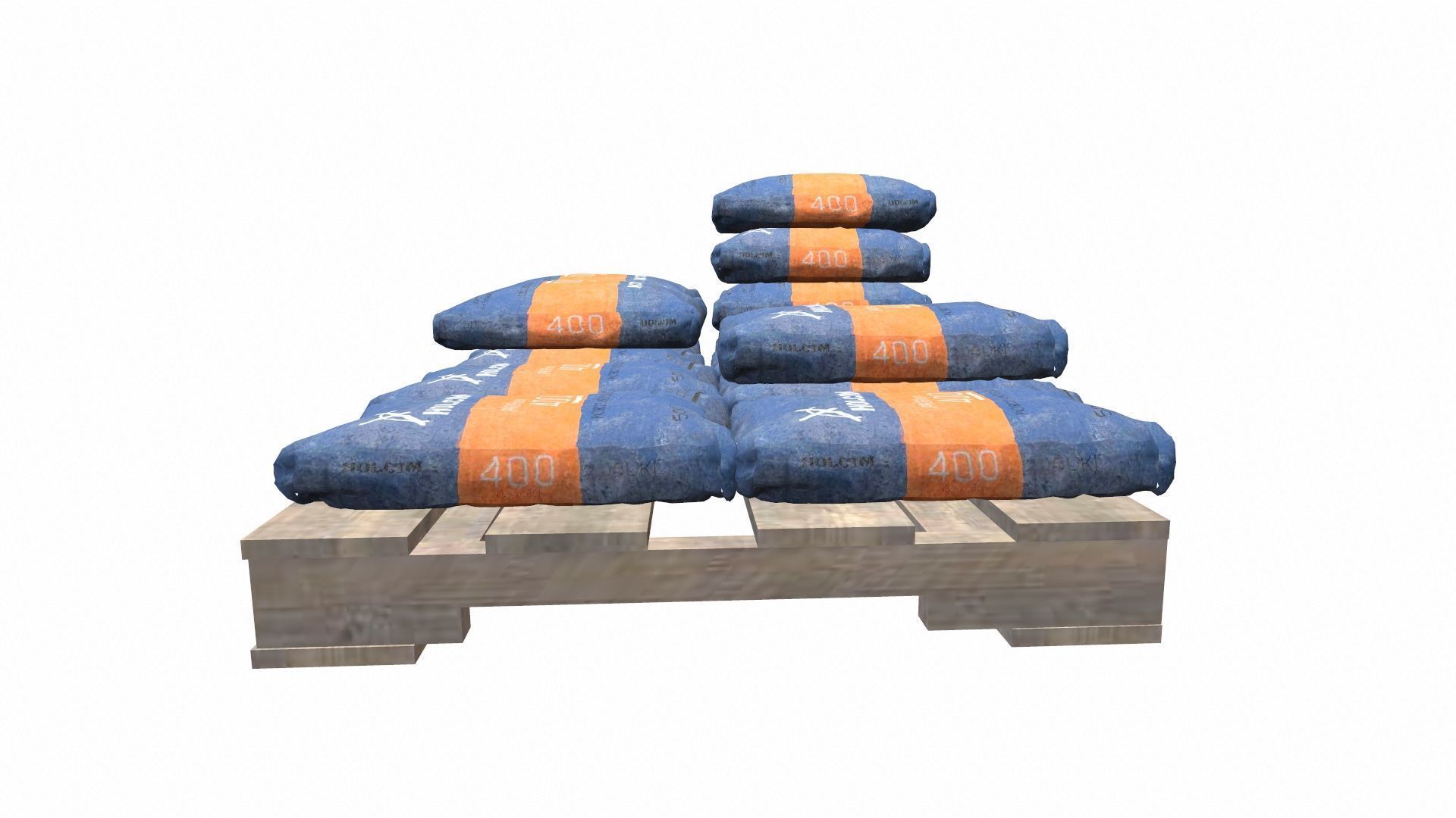 Pallet with Cement Bags Low-poly 3D model_7