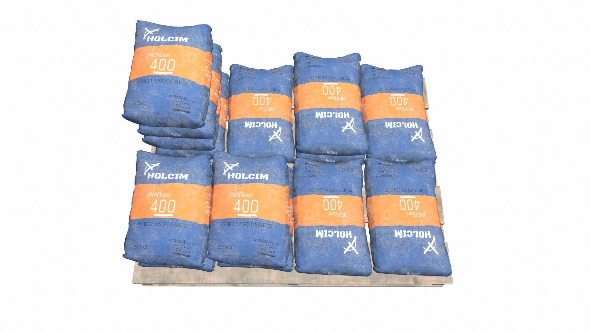 Pallet with Cement Bags Low-poly 3D model_2