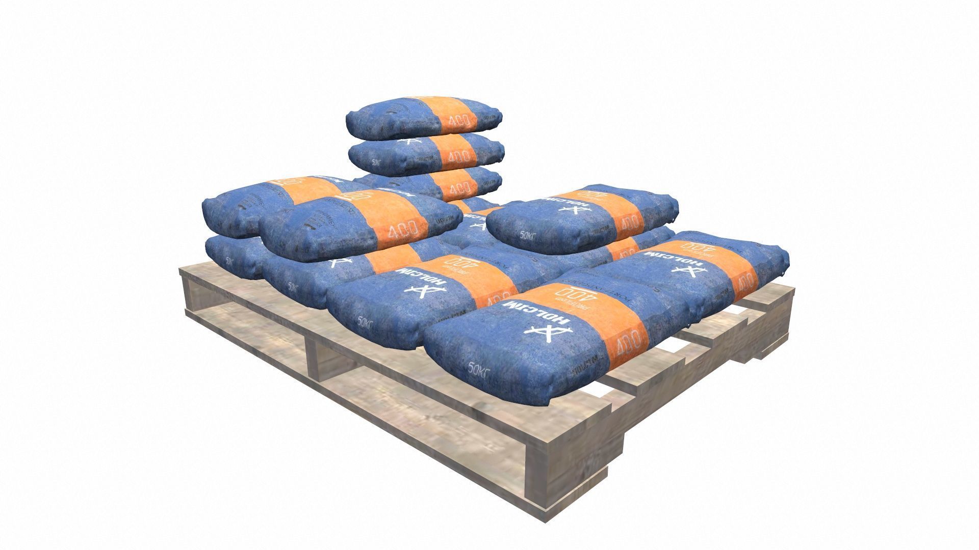 Pallet with Cement Bags Low-poly 3D model_3