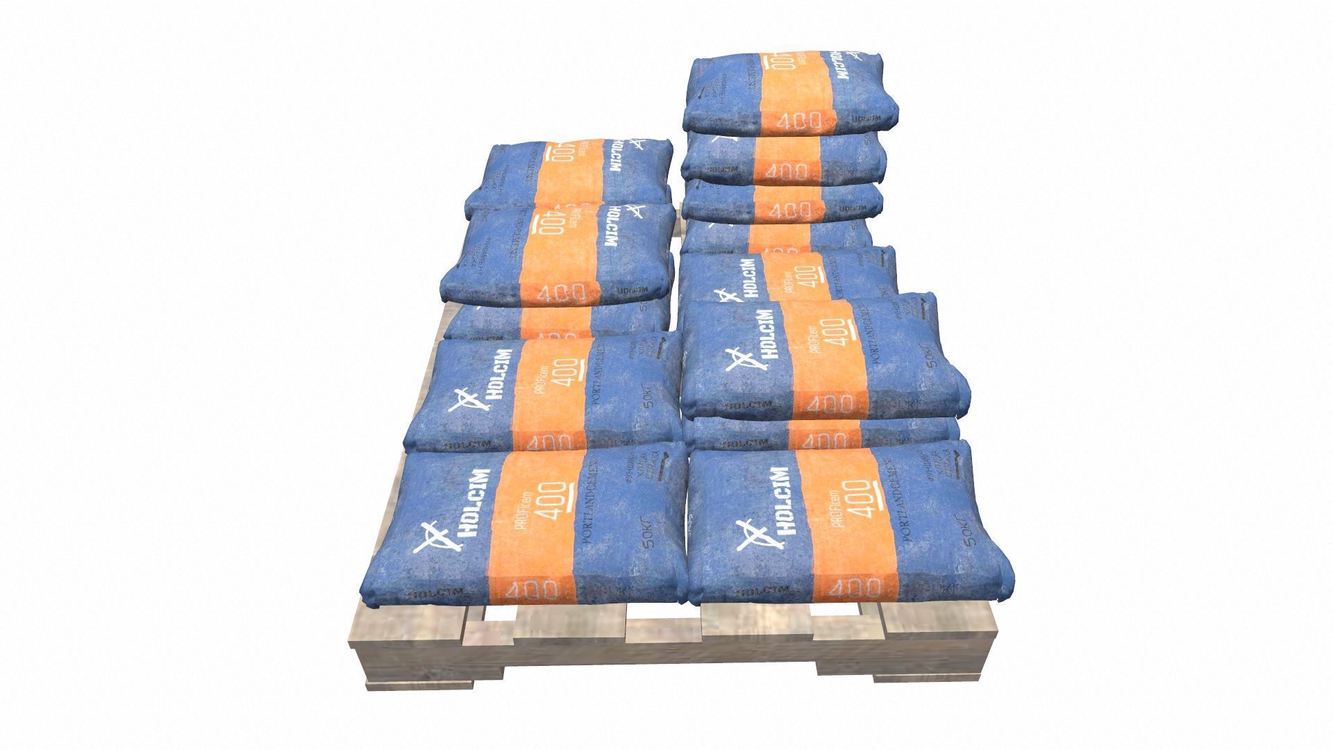 Pallet with Cement Bags Low-poly 3D model_4