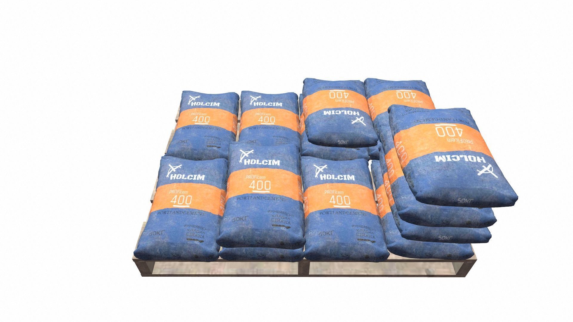 Pallet with Cement Bags Low-poly 3D model_5