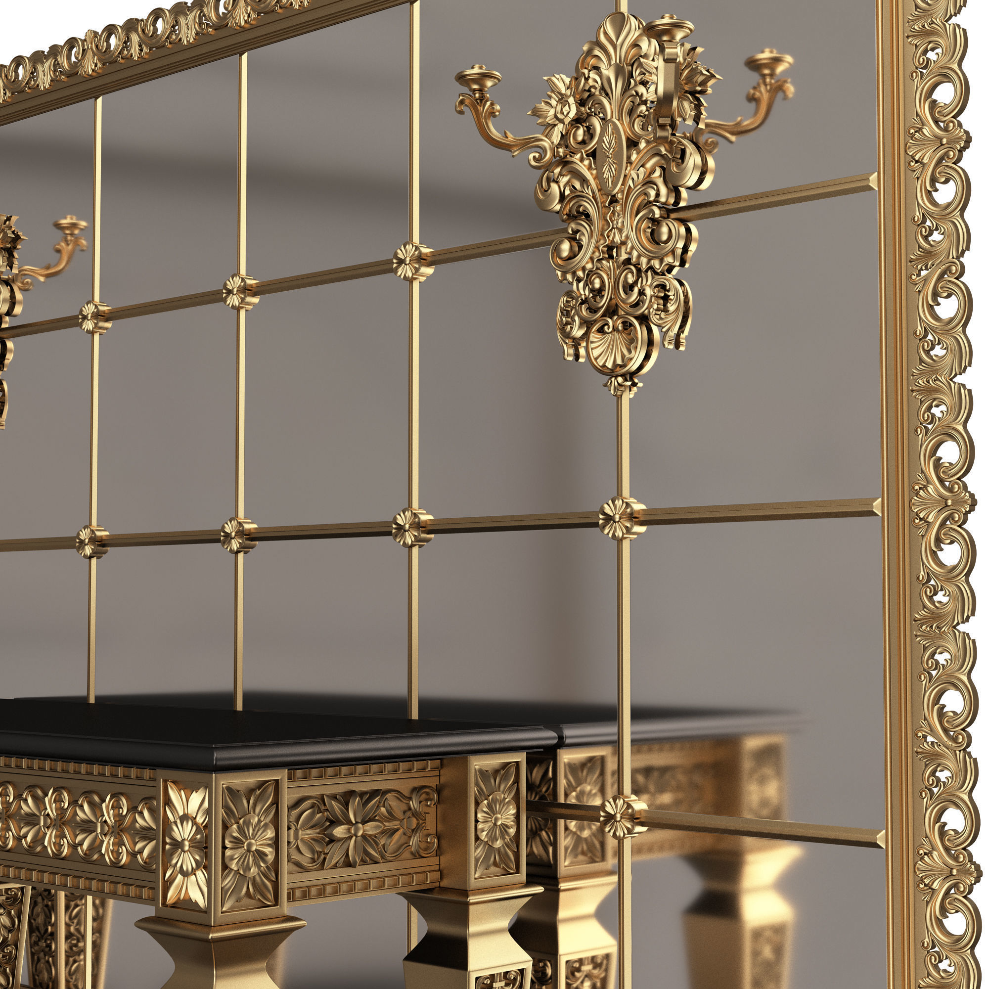 Classic Console Table 014 Low-poly 3D model_4