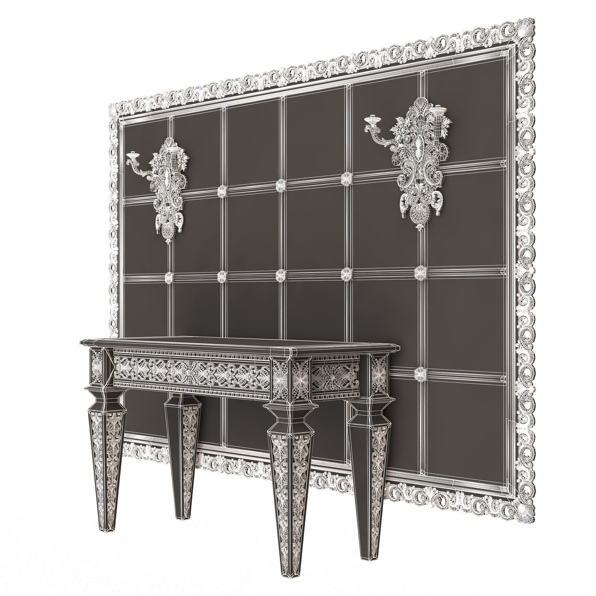 Classic Console Table 014 Low-poly 3D model_17