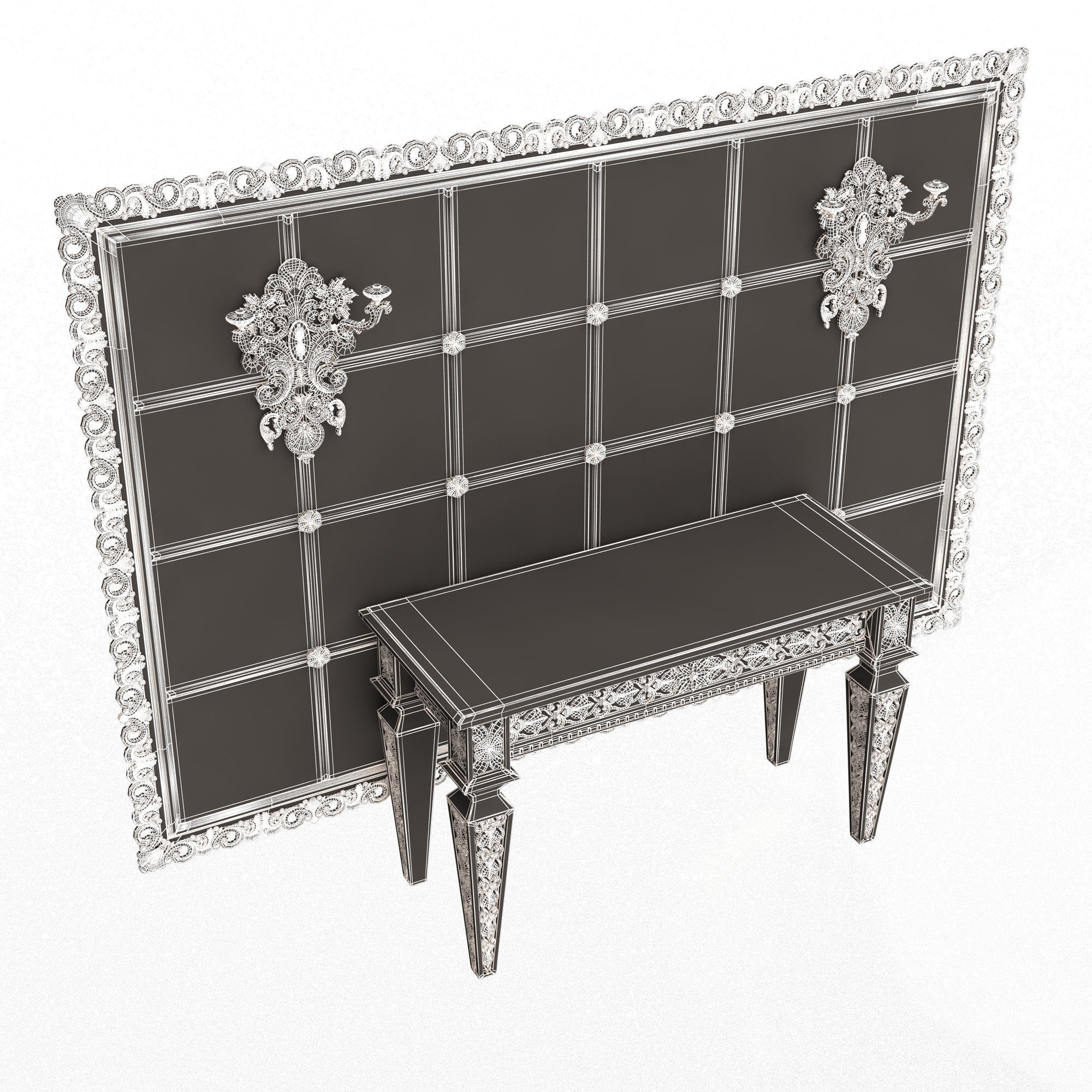 Classic Console Table 014 Low-poly 3D model_16
