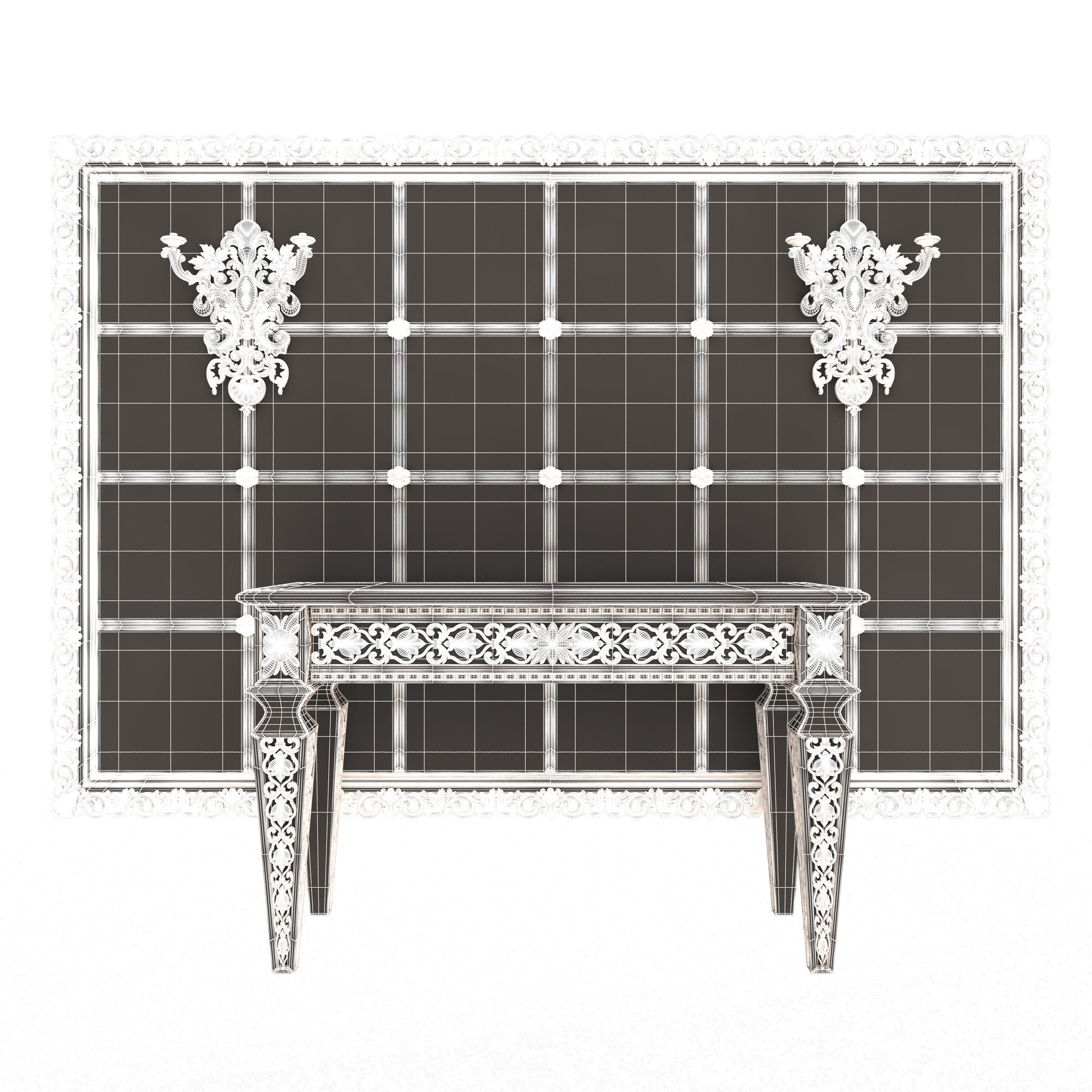 Classic Console Table 014 Low-poly 3D model_6
