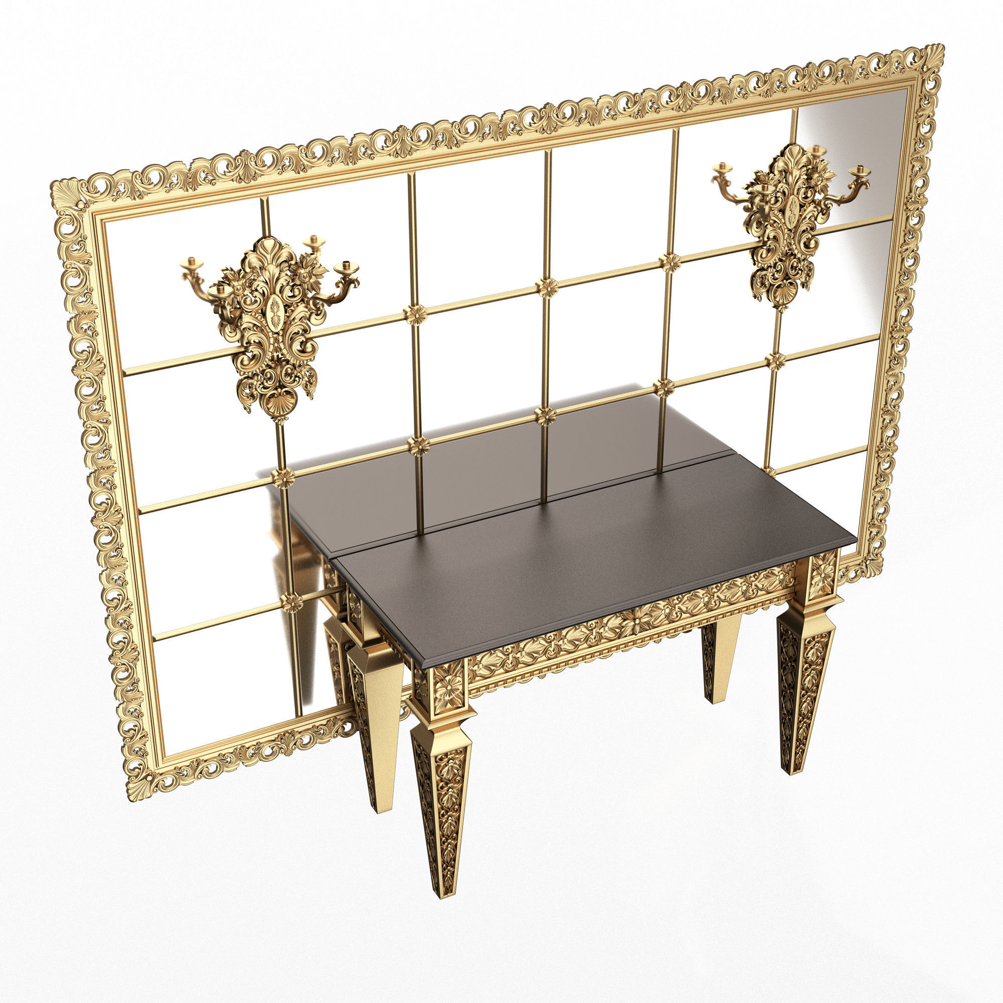 Classic Console Table 014 Low-poly 3D model_1