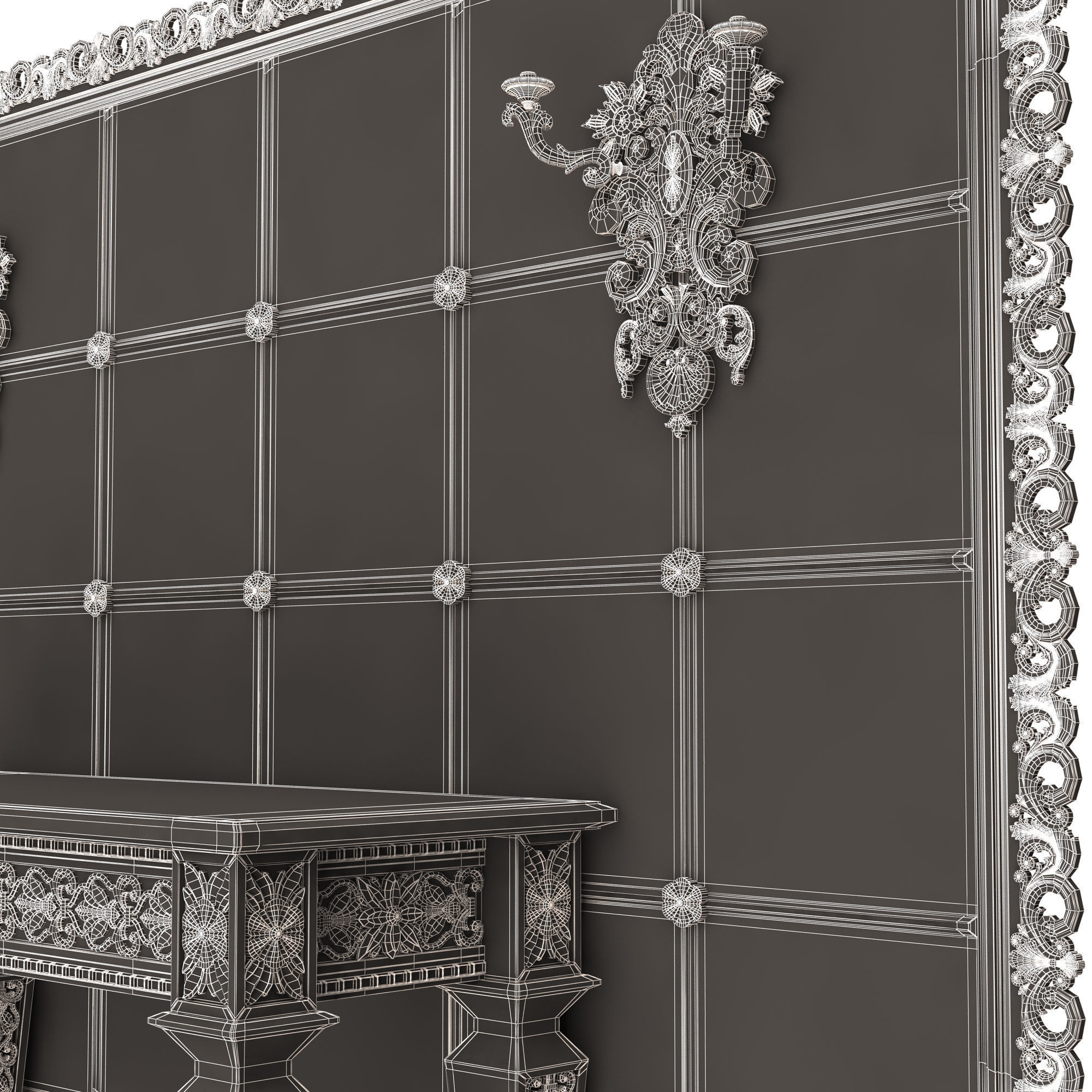 Classic Console Table 014 Low-poly 3D model_8