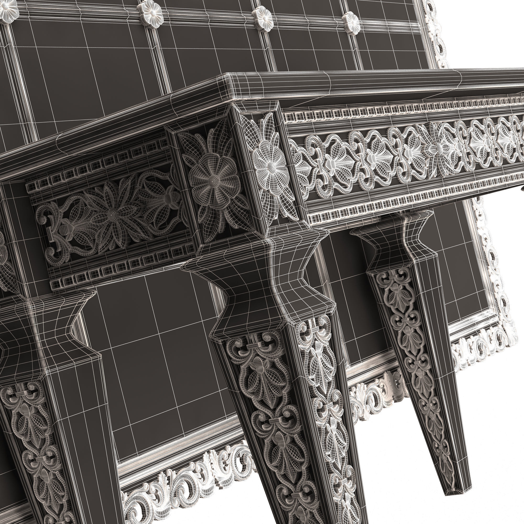 Classic Console Table 014 Low-poly 3D model_14