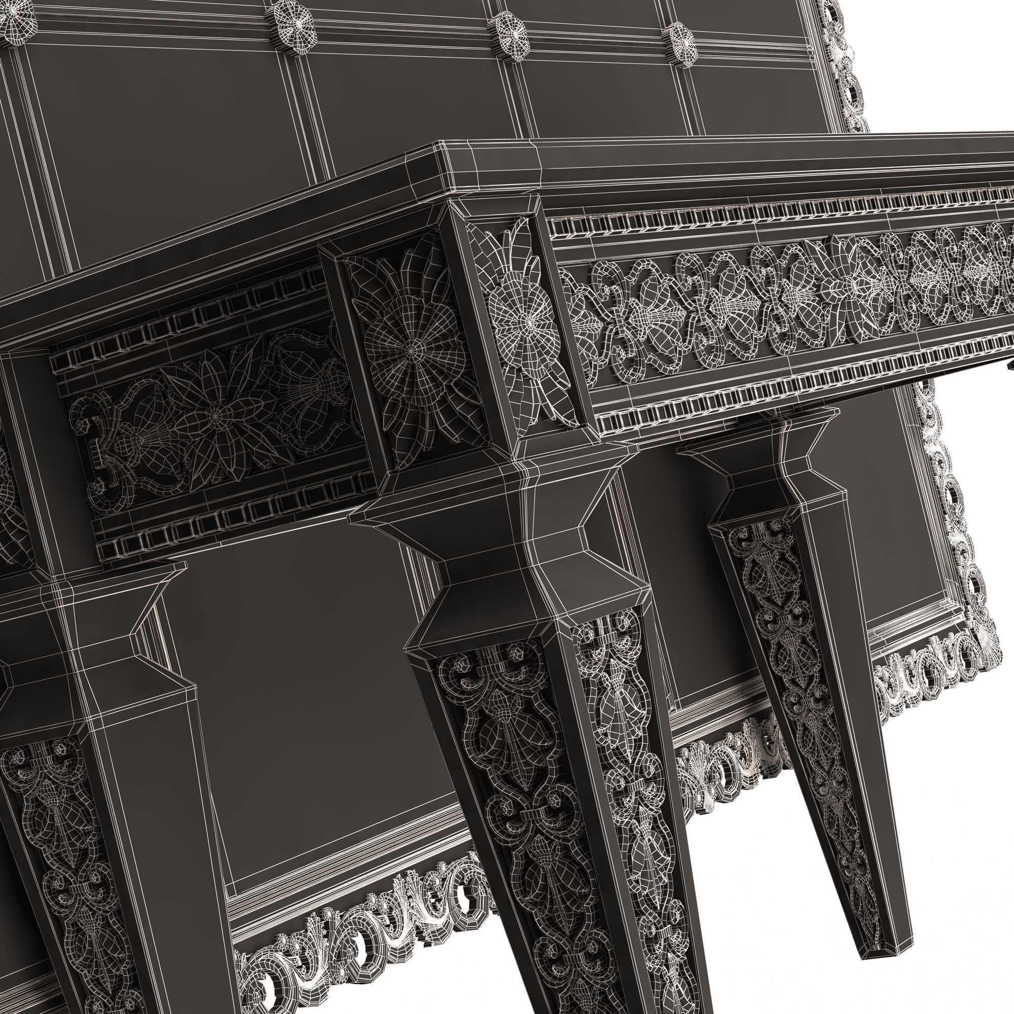 Classic Console Table 014 Low-poly 3D model_9