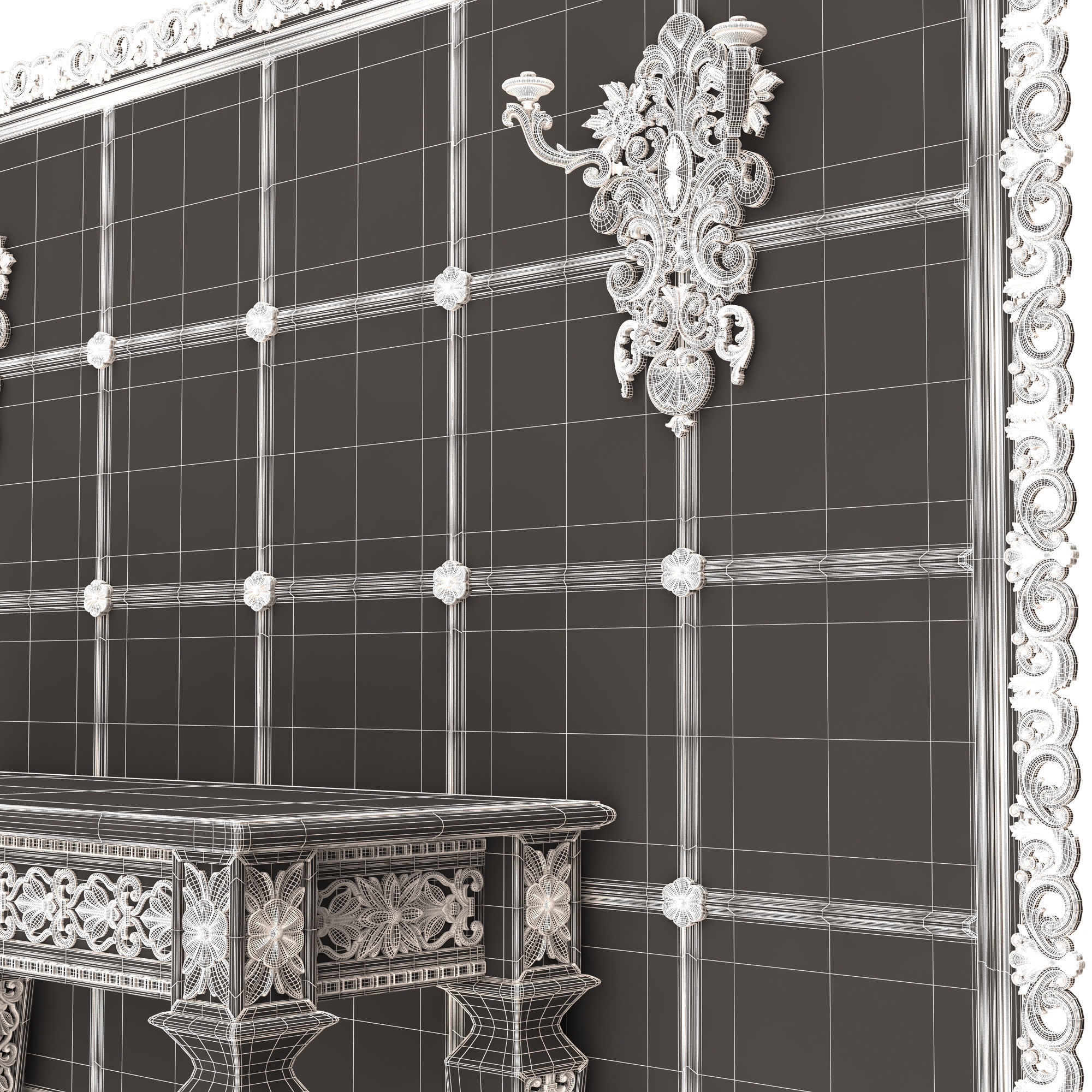 Classic Console Table 014 Low-poly 3D model_13