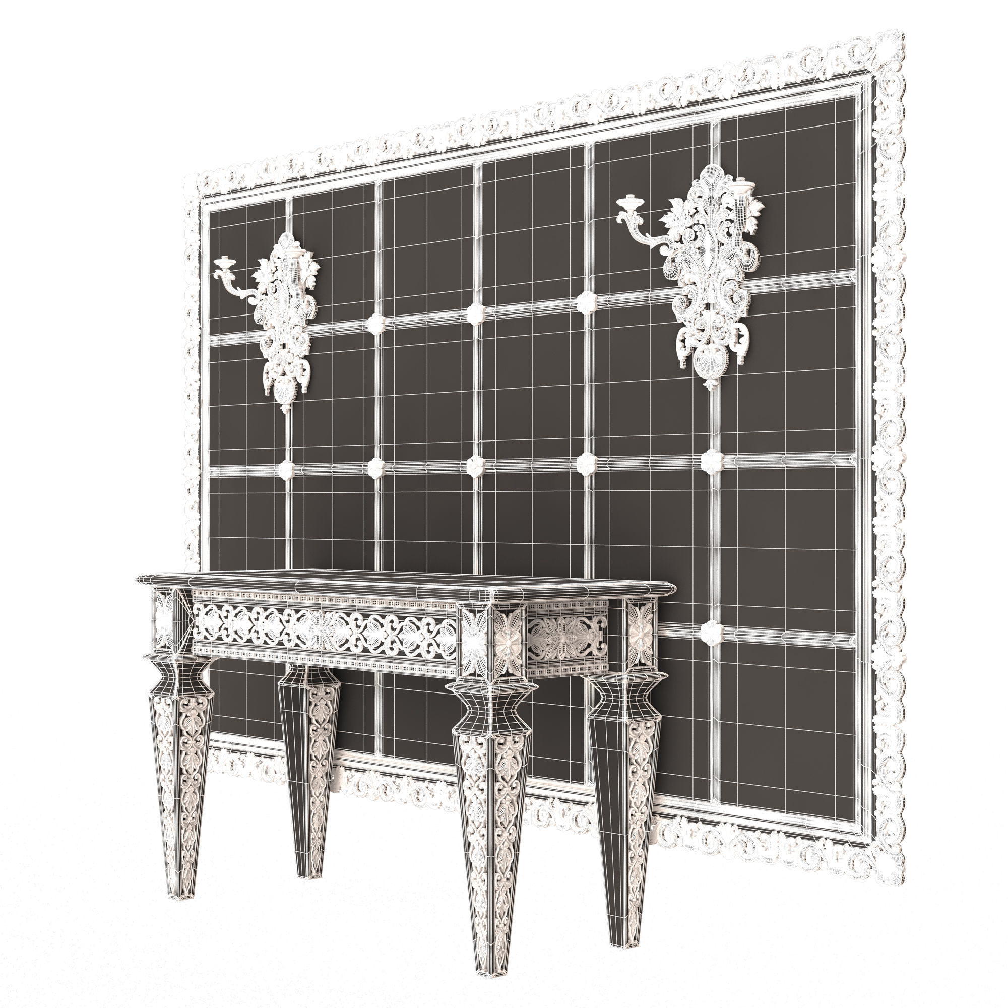 Classic Console Table 014 Low-poly 3D model_11