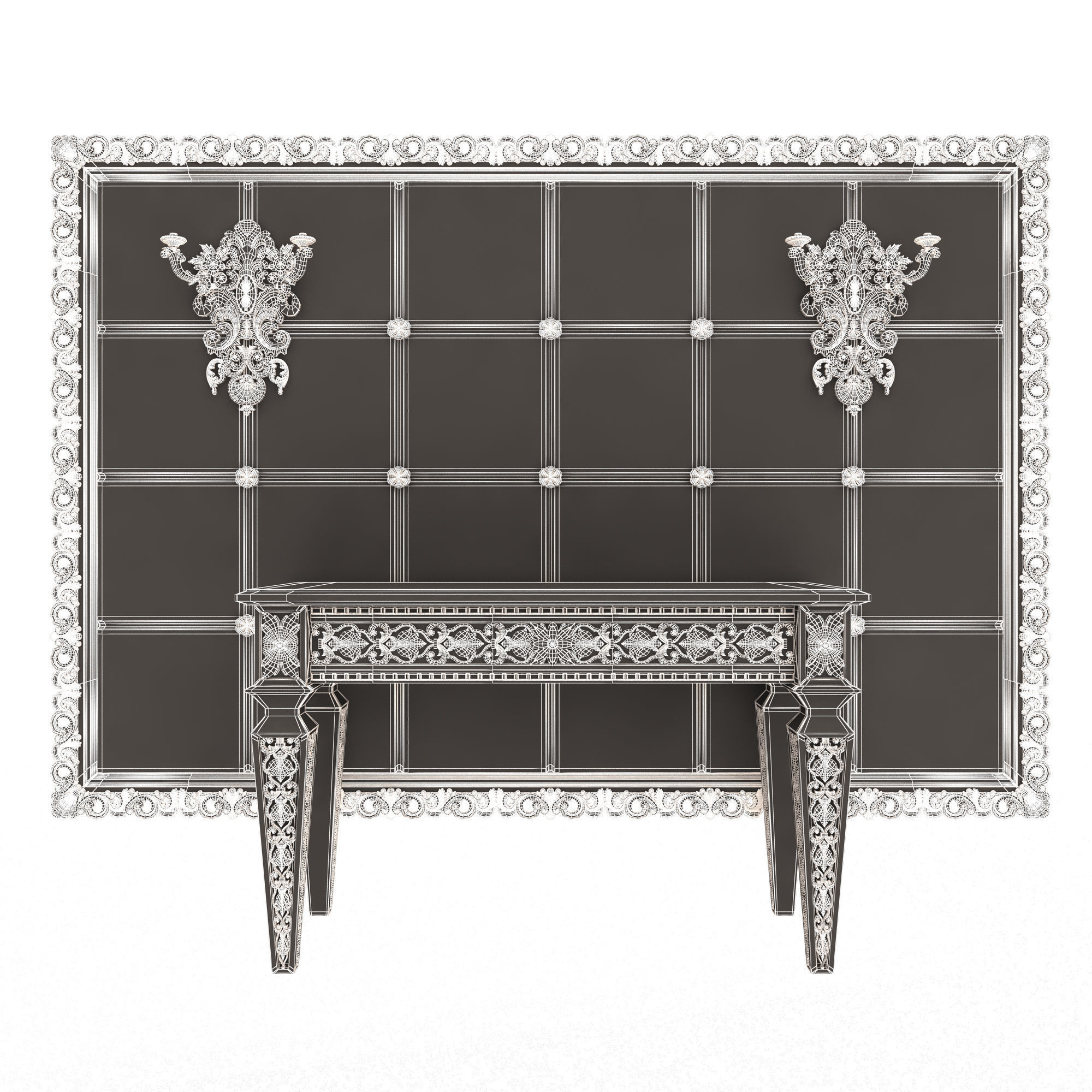 Classic Console Table 014 Low-poly 3D model_15