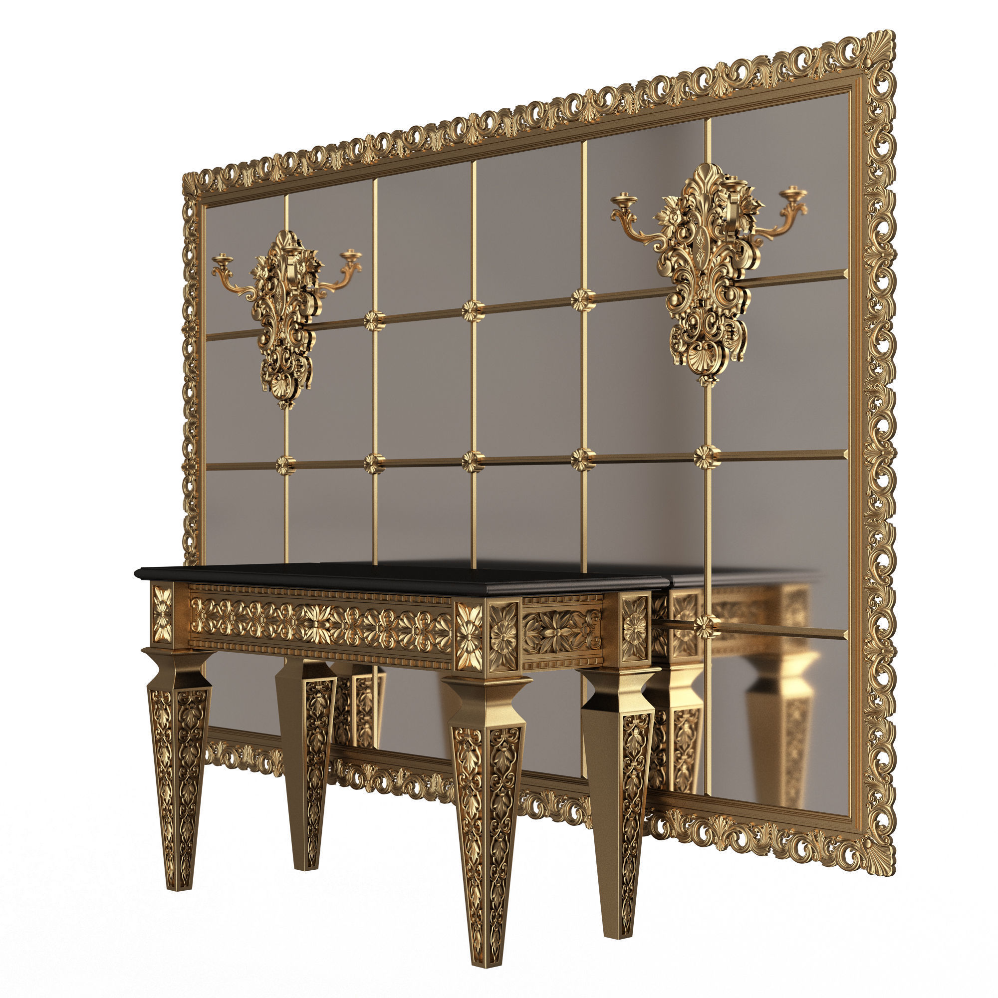 Classic Console Table 014 Low-poly 3D model_2