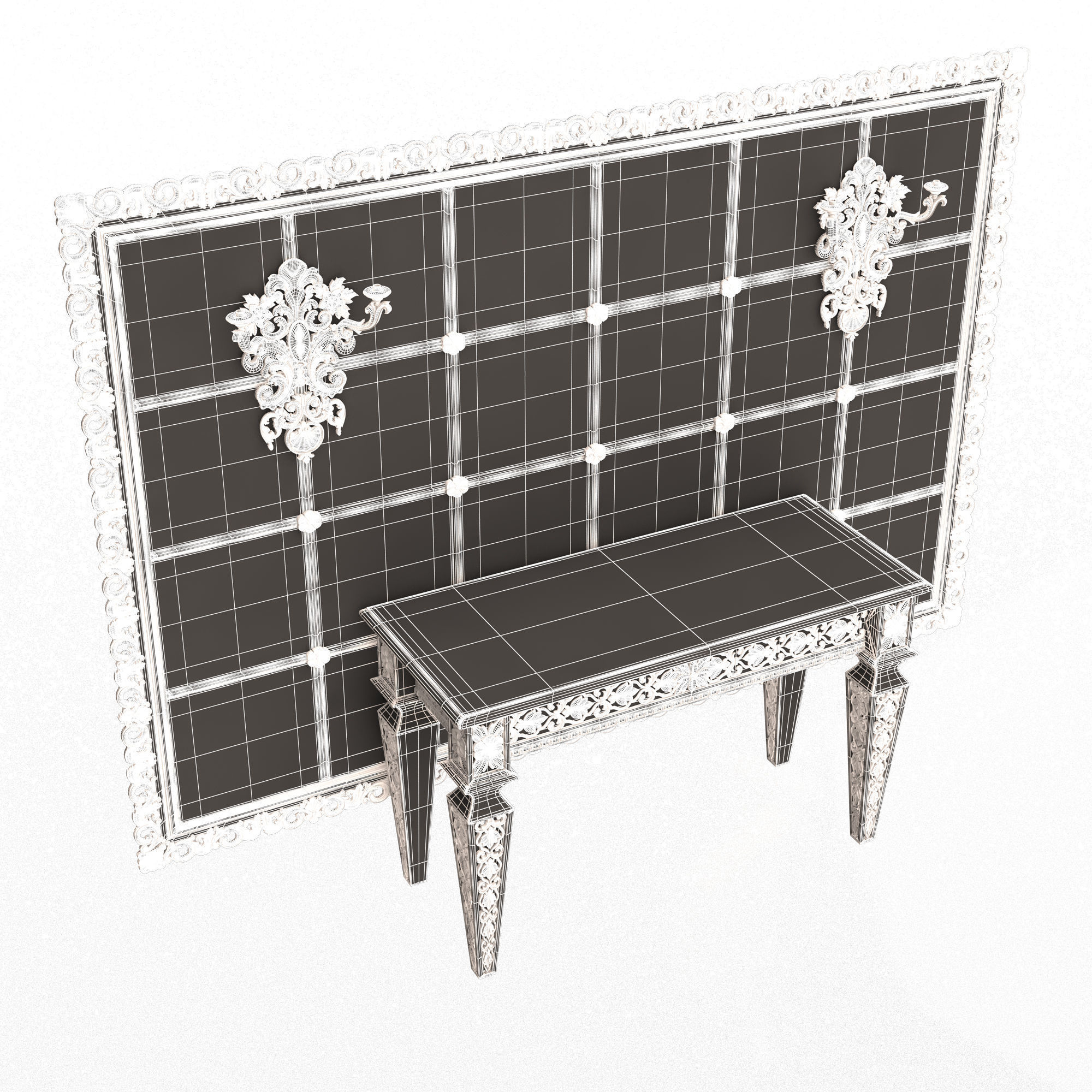 Classic Console Table 014 Low-poly 3D model_10