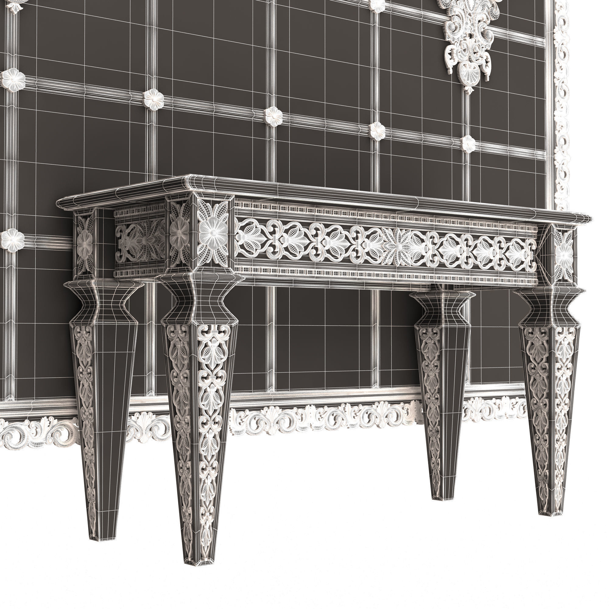 Classic Console Table 014 Low-poly 3D model_12